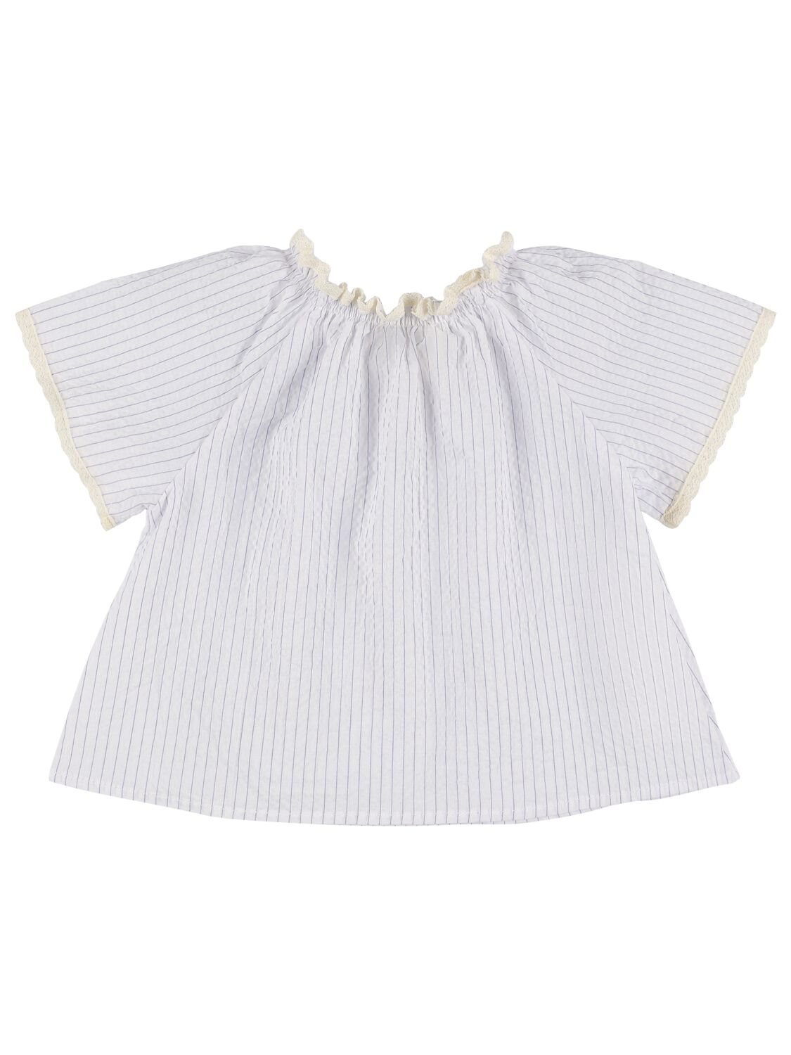Babe And Tess Striped Cotton Blend Shirt In White/blue
