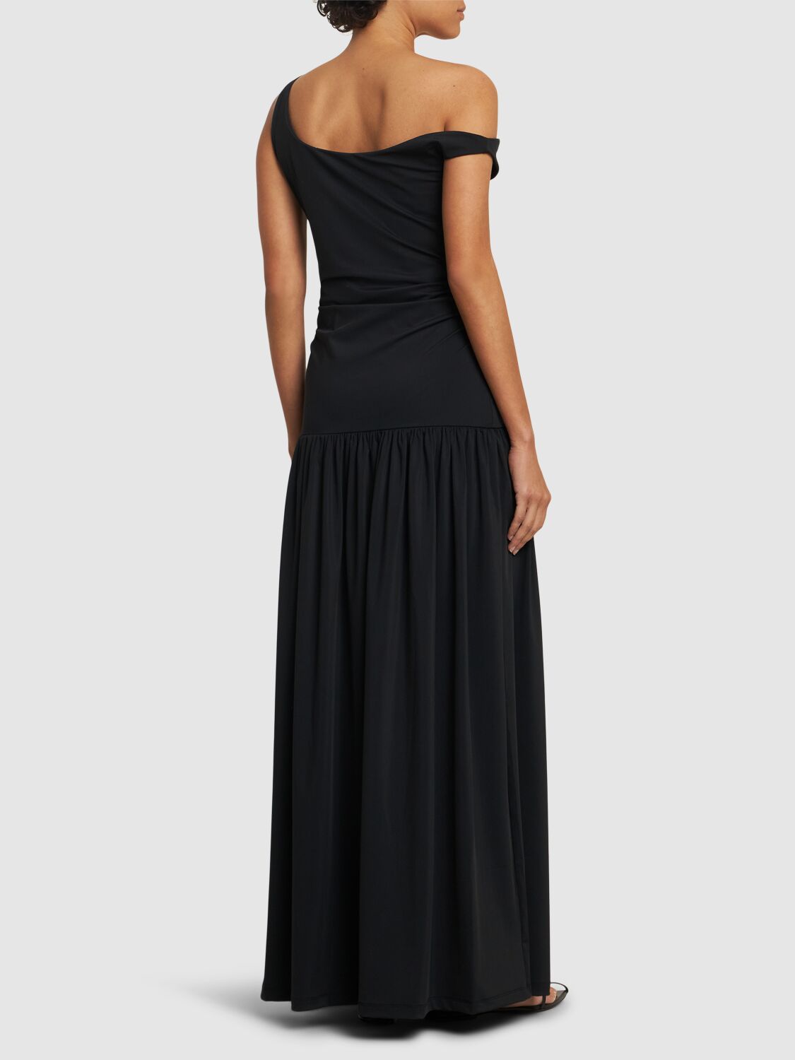 Shop Rohe Off-shoulder Light Nylon Scuba Dress In Black
