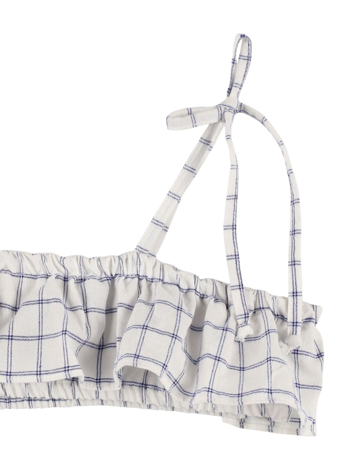 Babe And Tess Printed Cotton Blend Bikini In White/blue