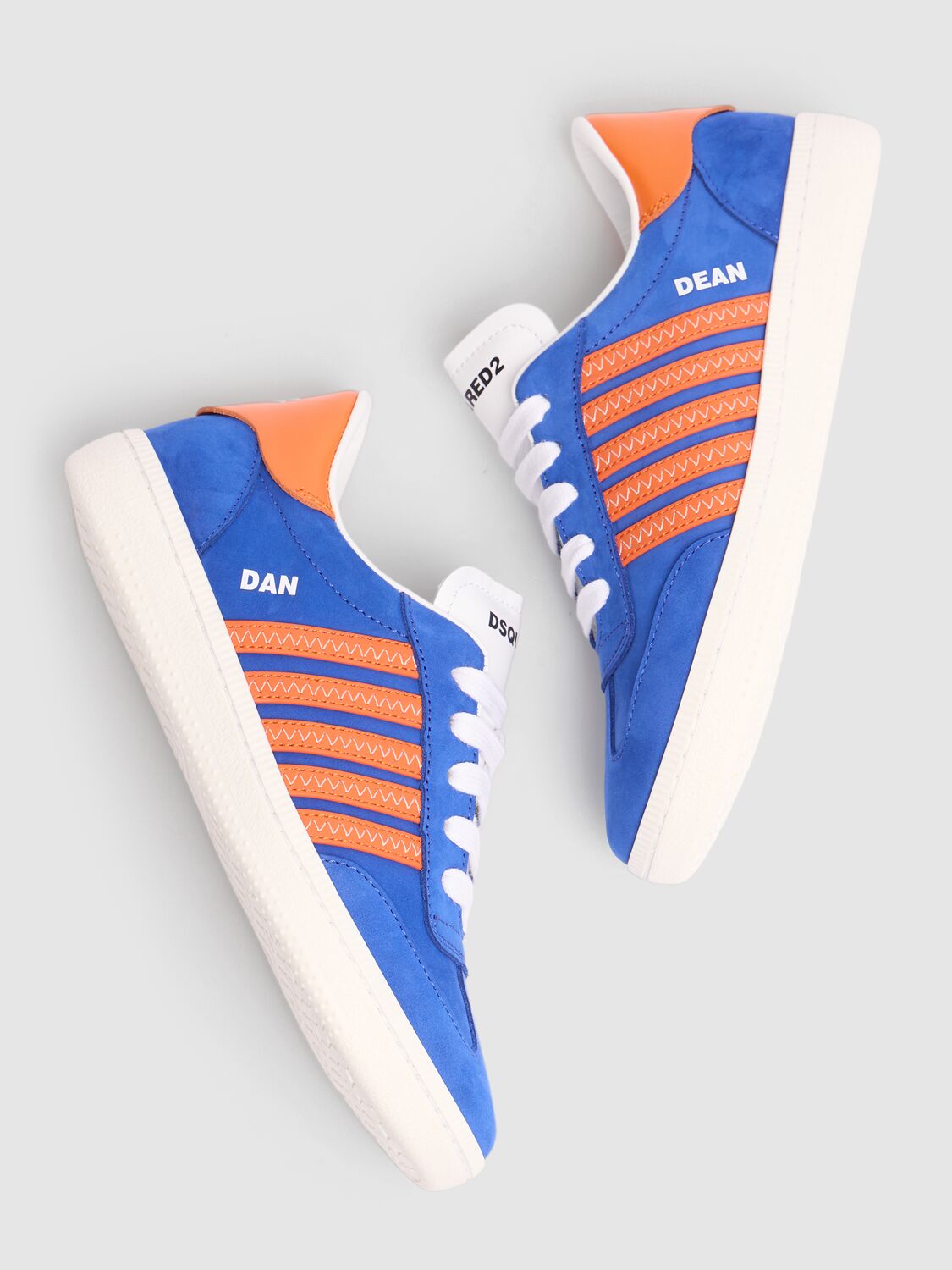 Dsquared2 Lace-up Suede Sneakers W/logo In Blue
