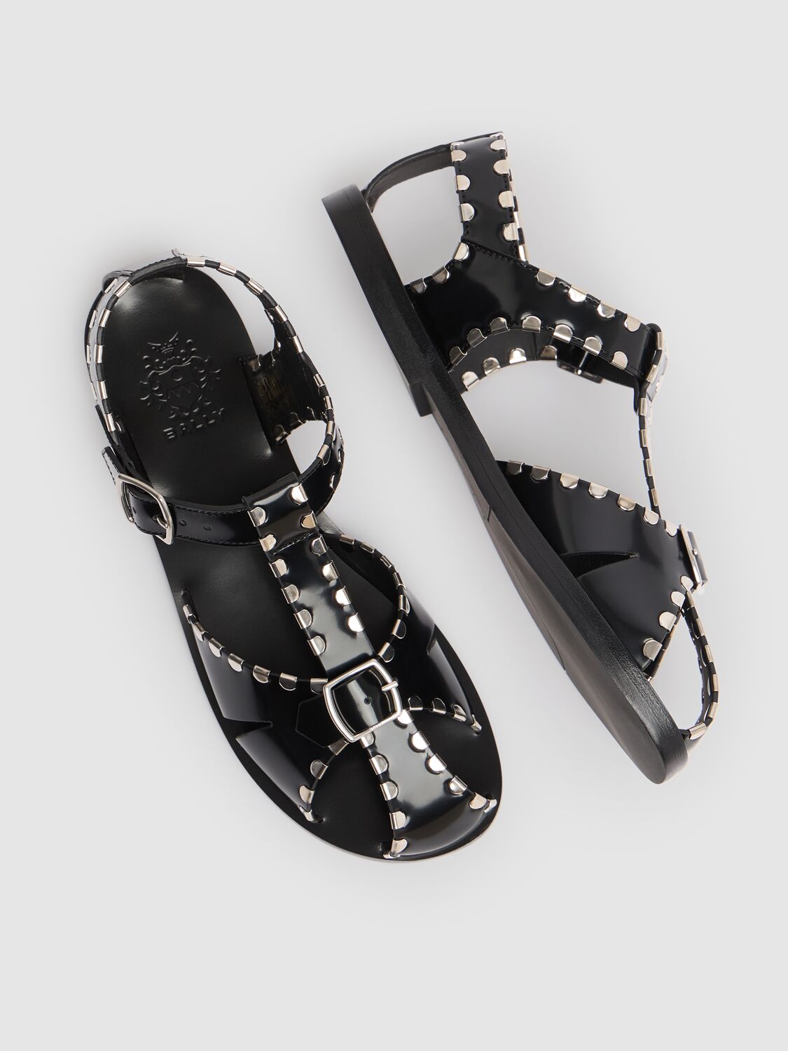 Shop Bally Salis Studded Leather Sandals In Black