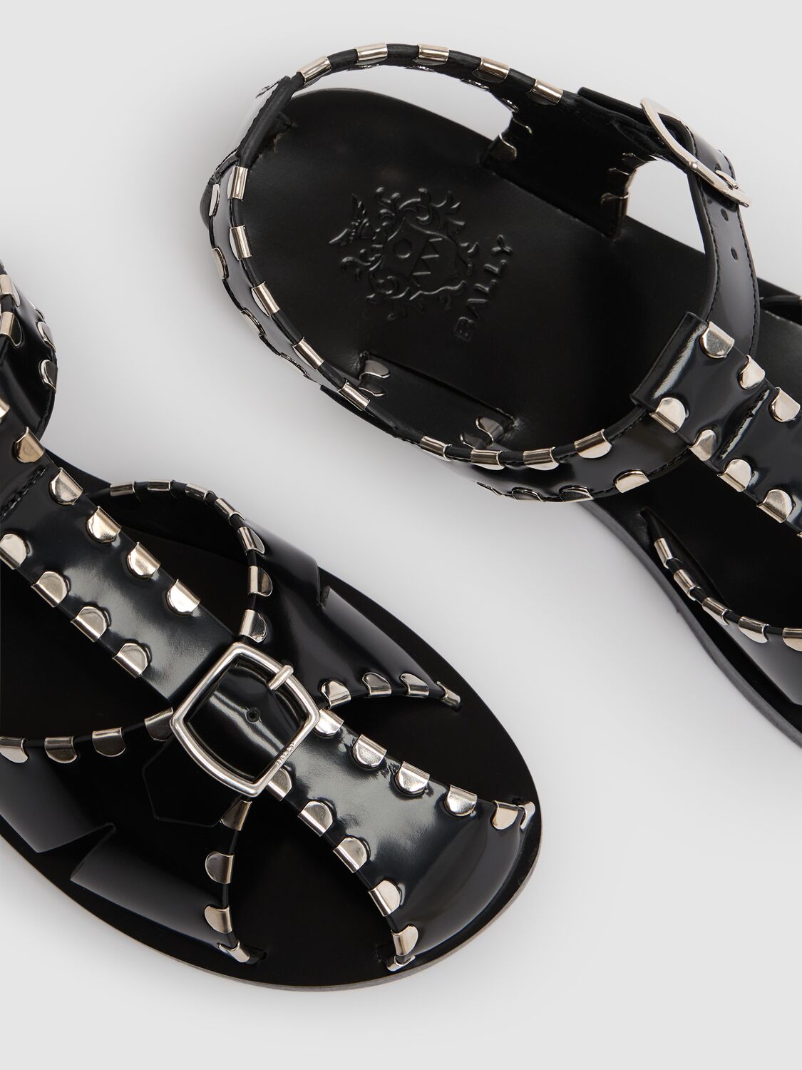Shop Bally Salis Studded Leather Sandals In Black
