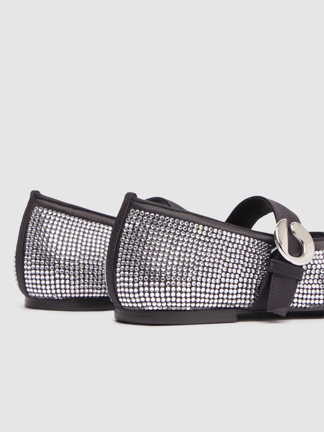 Shop Coperni 10mm Crystal Embellished Toe Shoes In Black-silver
