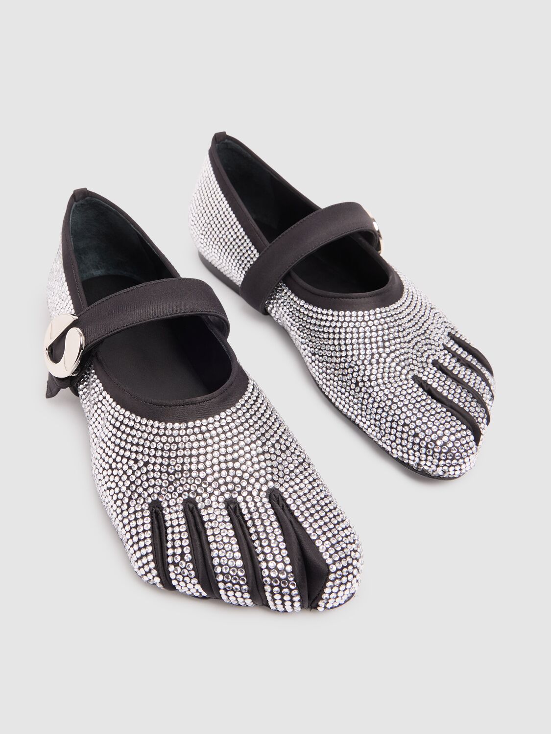 Shop Coperni 10mm Crystal Embellished Toe Shoes In Black-silver