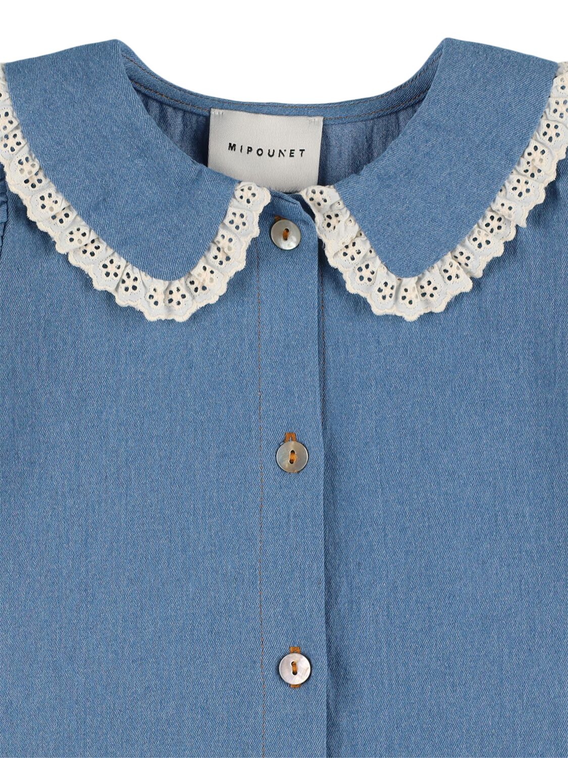 Mipounet Cotton Blend Chambray Shirt In Denim