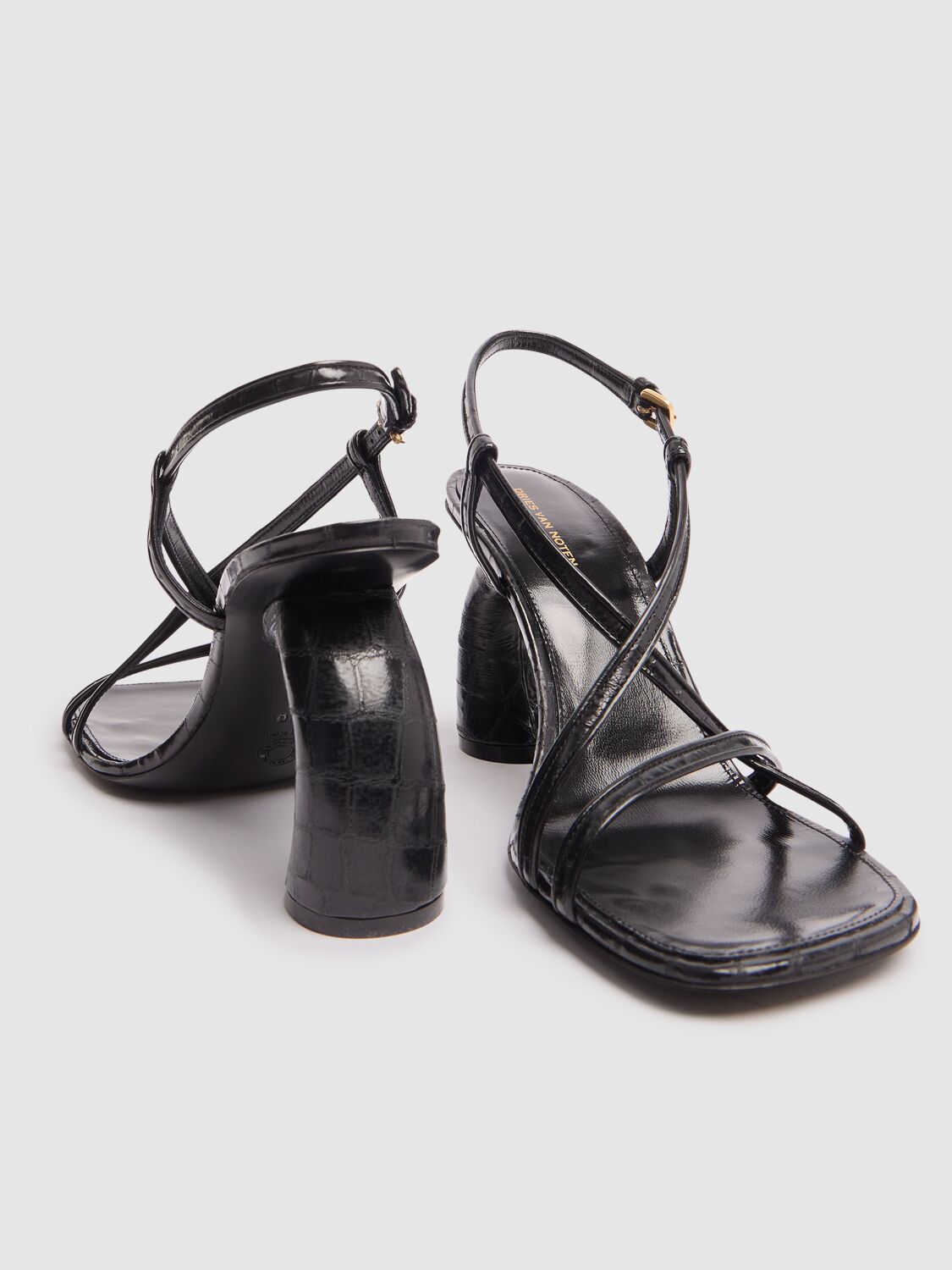 DRIES VAN NOTEN 95MM METALLIC LEATHER SANDALS 