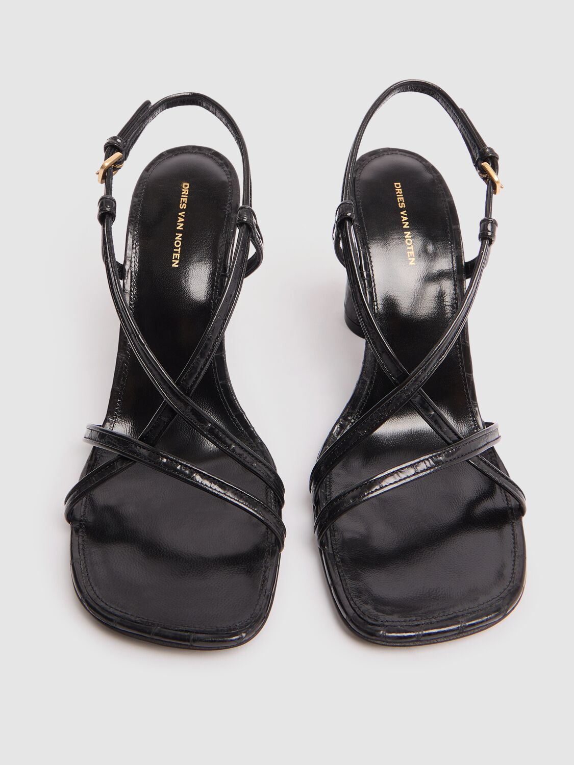 DRIES VAN NOTEN 95MM METALLIC LEATHER SANDALS 