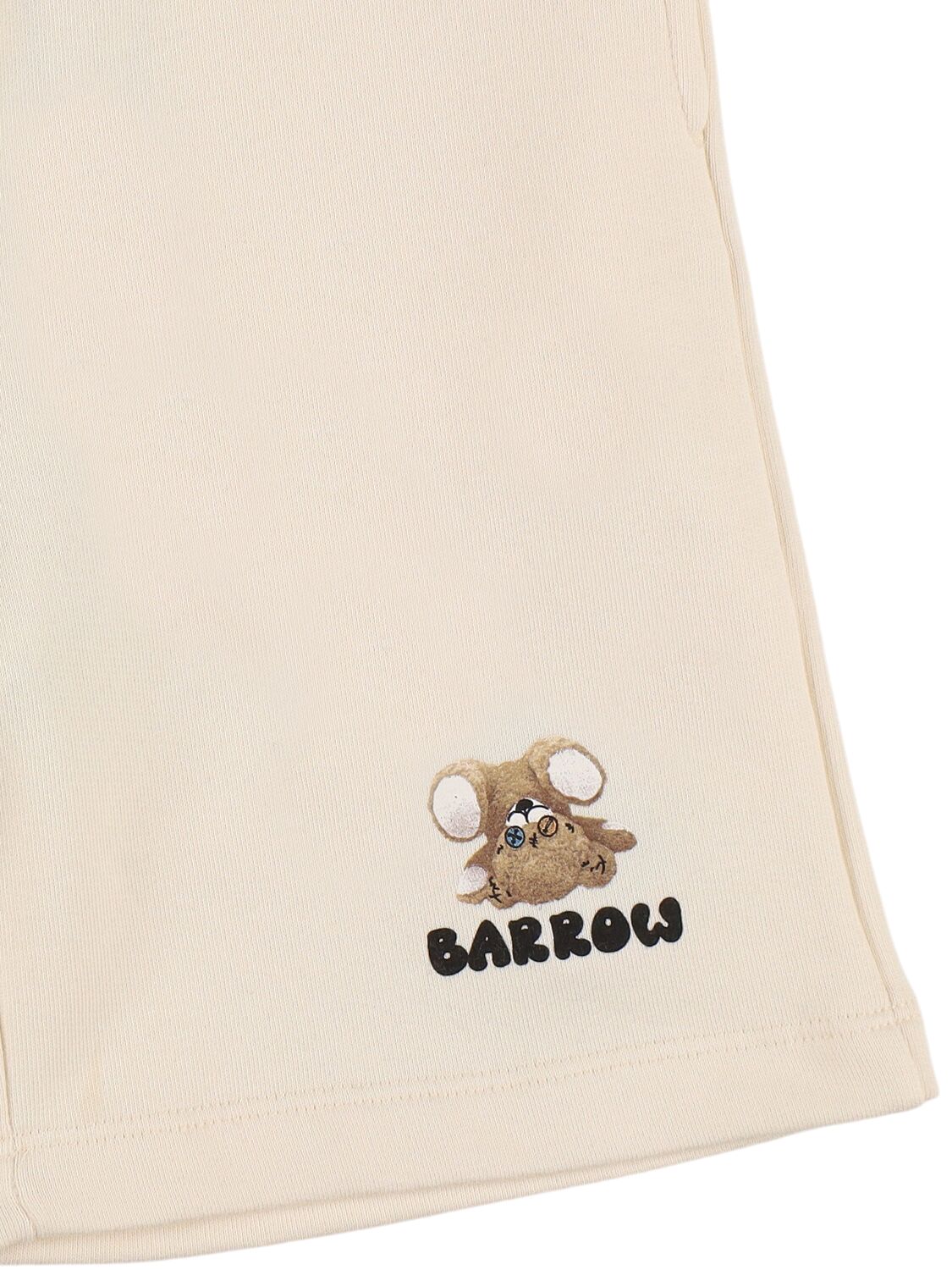 Barrow Washed Effect Cotton Sweat Shorts In Off-white