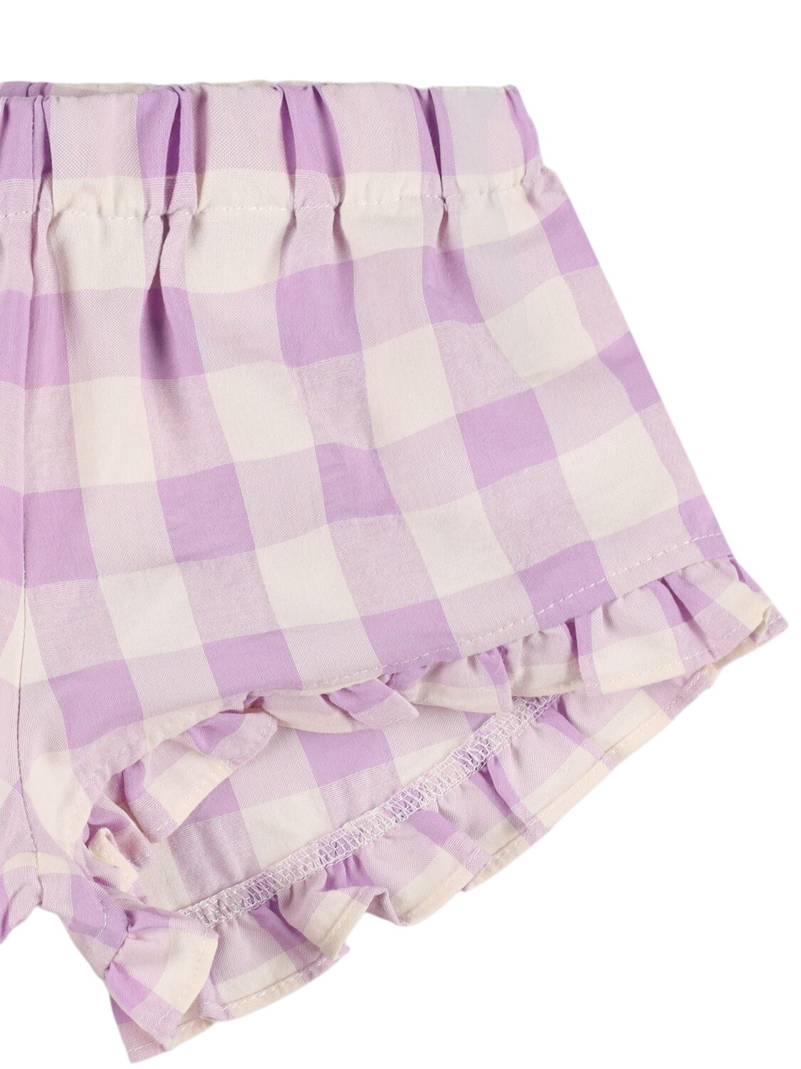 Mipounet Cotton Blend Gingham Seersucker Shorts In Lilac