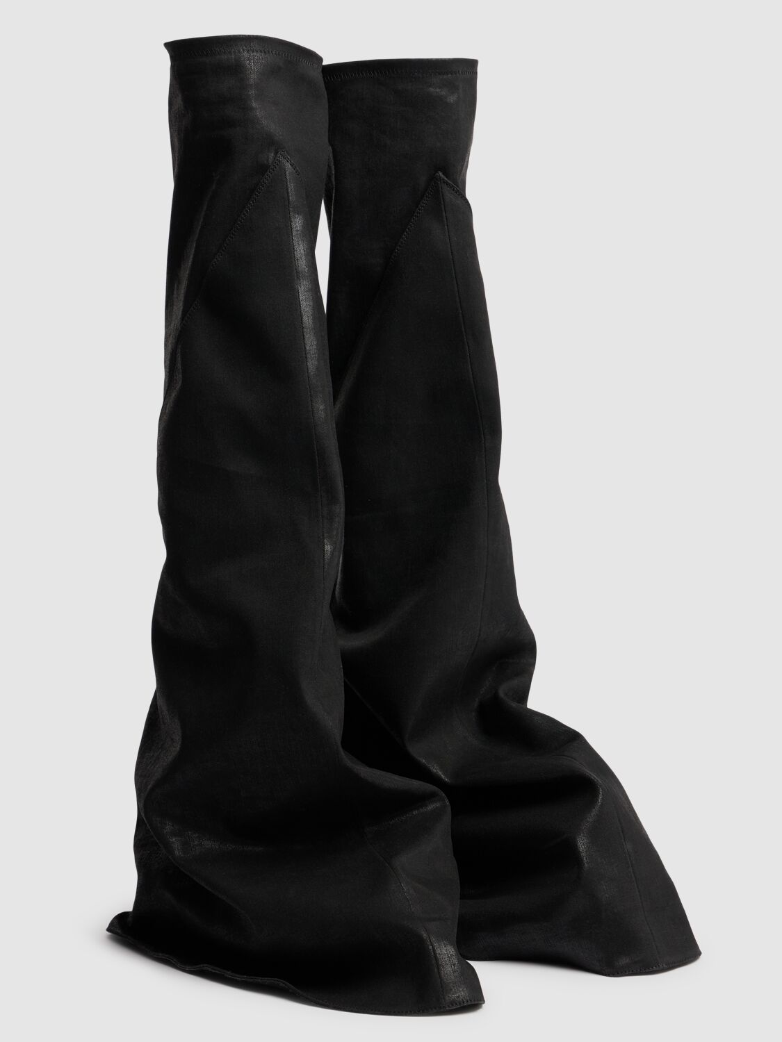 Shop Rick Owens Drkshdw 20mm Fetish Denim Over-the-knee Boots In Black/white