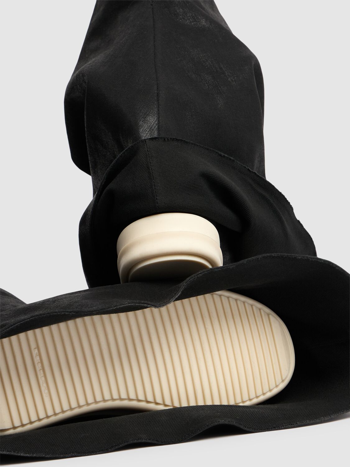 Shop Rick Owens Drkshdw 20mm Fetish Denim Over-the-knee Boots In Black/white
