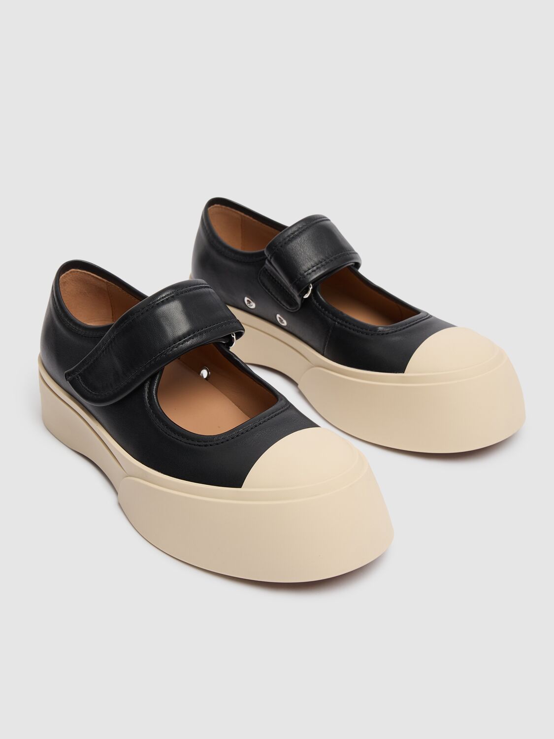 Shop Marni 20mm Pablo Mary Jane Leather Shoes In Black