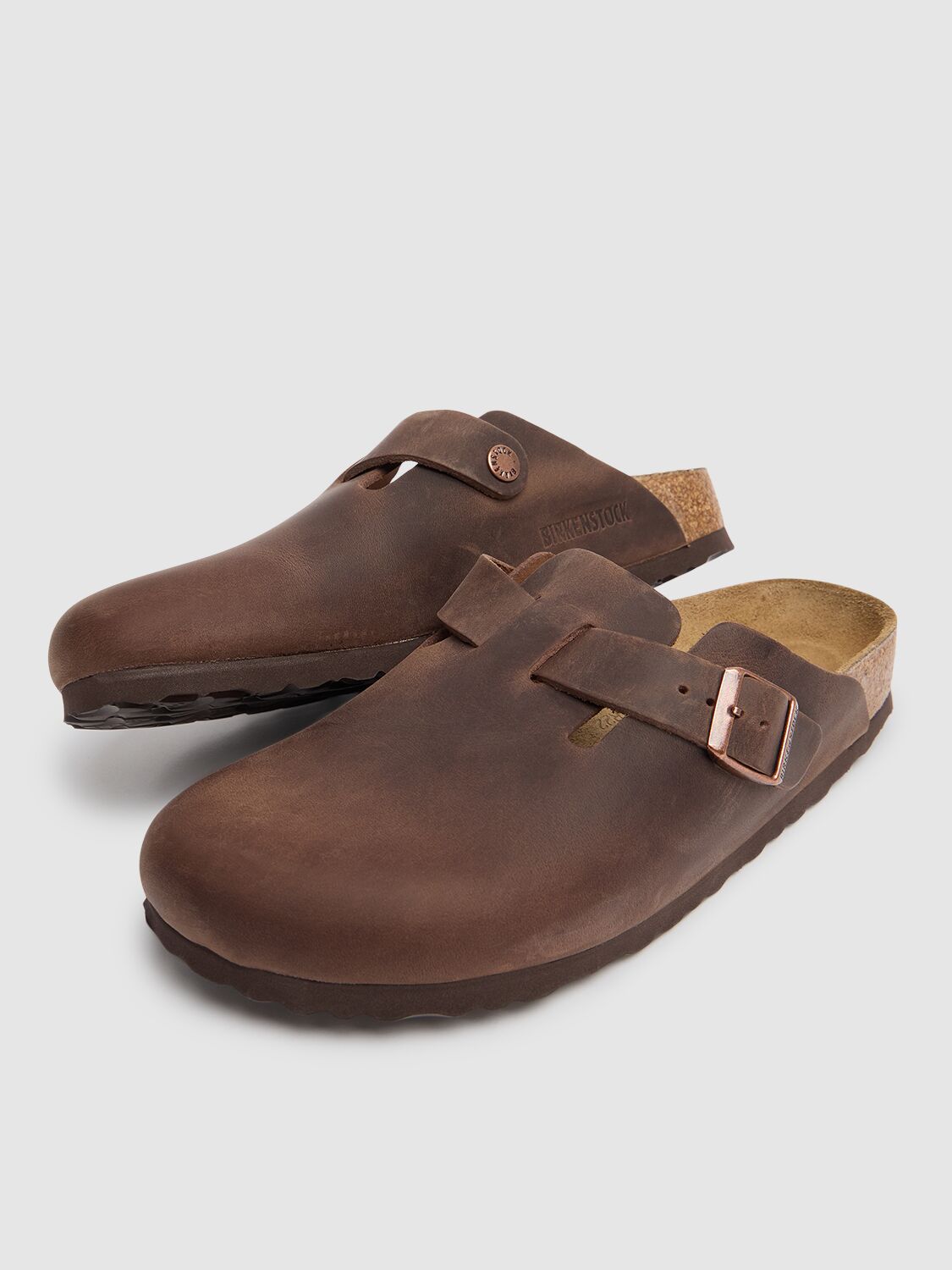 Birkenstock Boston Oiled Leather Mules In Brown
