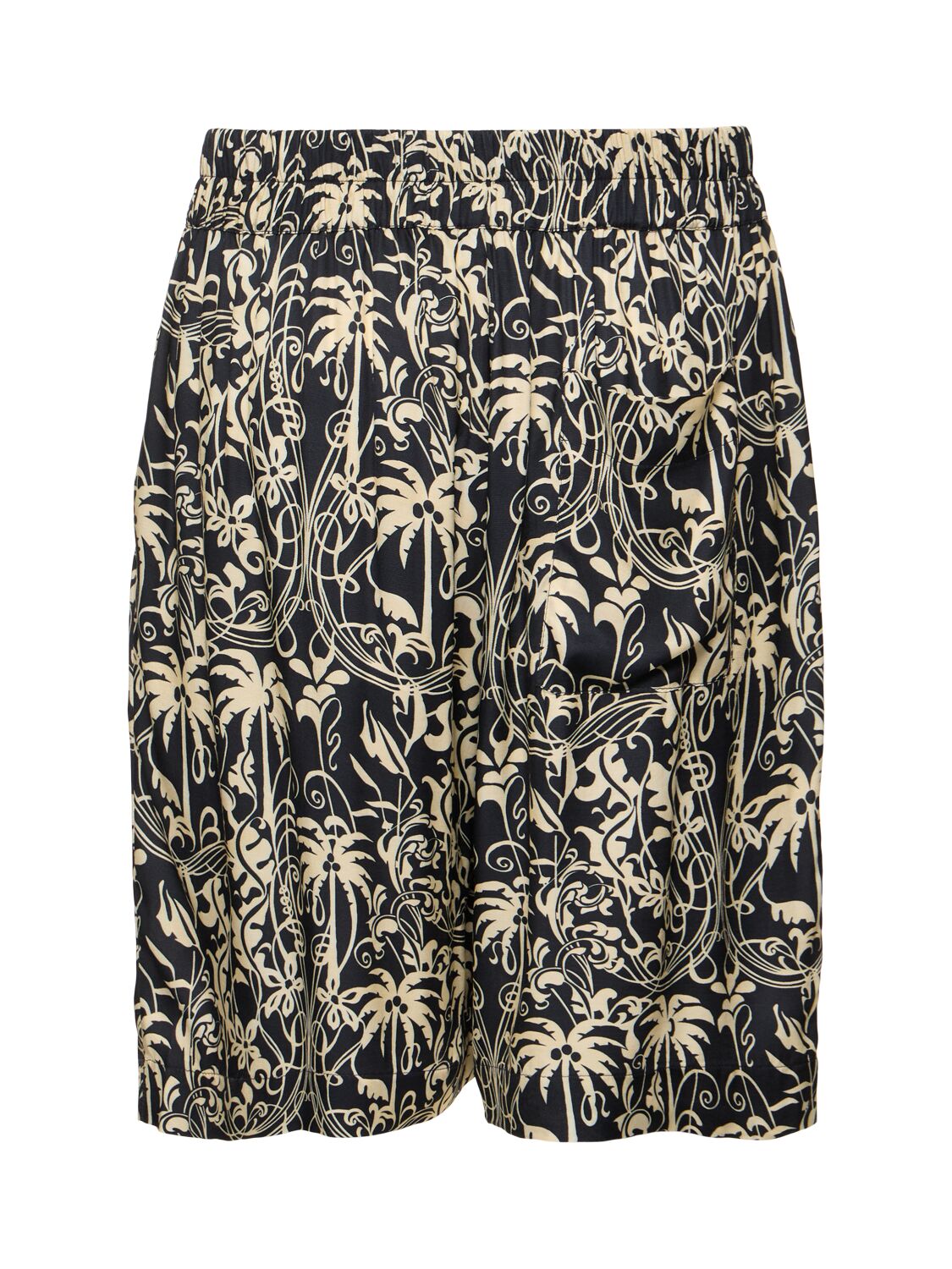 Laneus Palm Leaf Print Bermuda Shorts In Nero/black