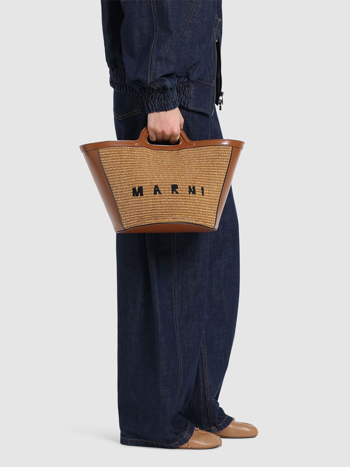 Shop Marni Small Tropicalia Summer Top Handle Bag In Raw Sienna