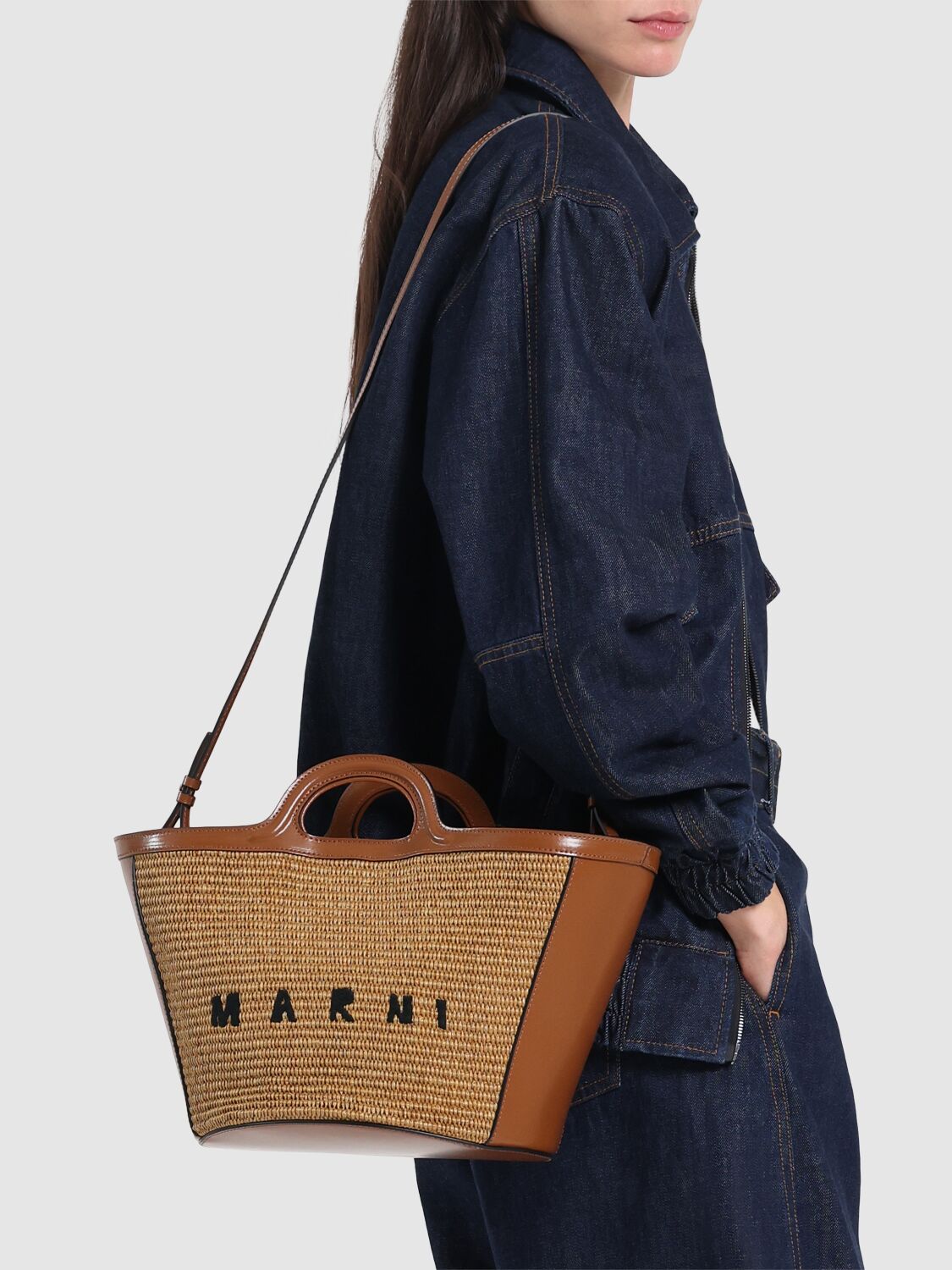 Shop Marni Small Tropicalia Summer Top Handle Bag In Raw Sienna