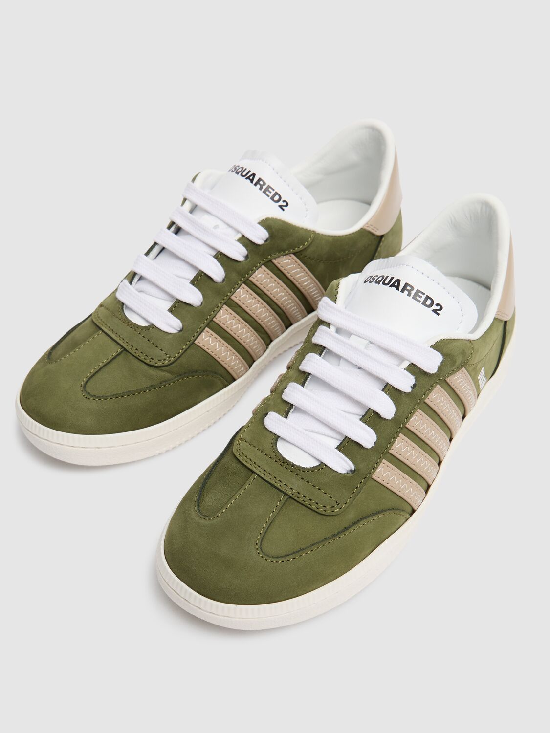 Dsquared2 Lace-up Suede Sneakers W/logo In Military Green