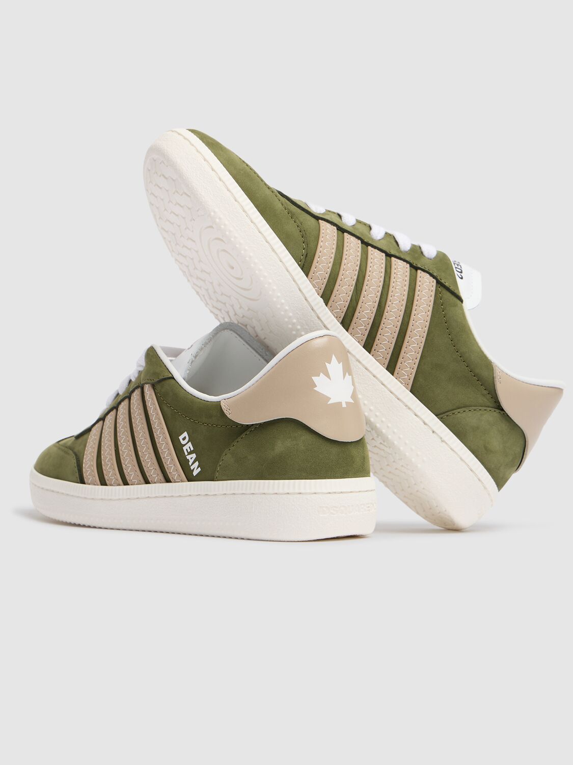 Dsquared2 Lace-up Suede Sneakers W/logo In Military Green