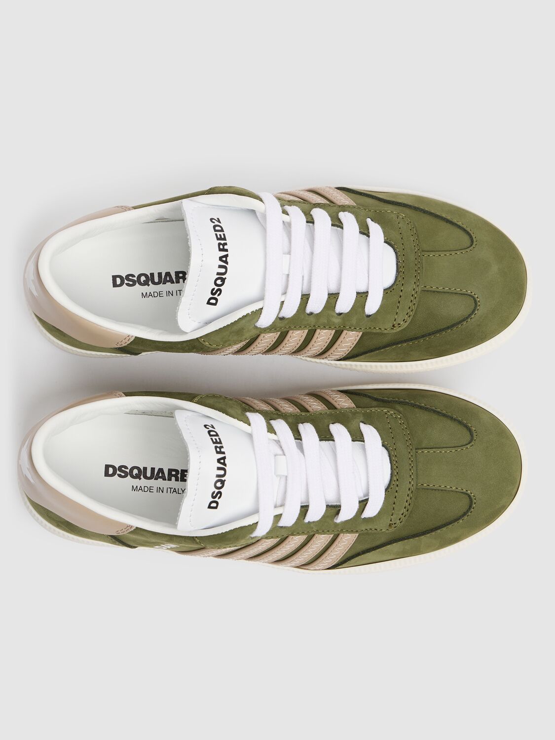 Dsquared2 Lace-up Suede Sneakers W/logo In Military Green