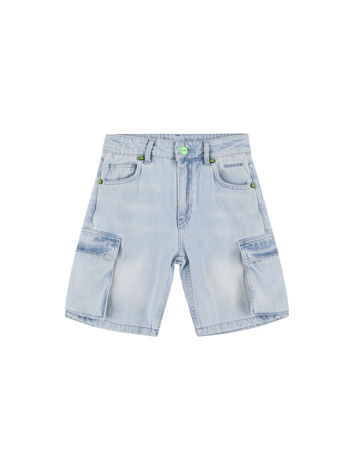 Barrow Cotton Denim Cargo Shorts In Light Blue