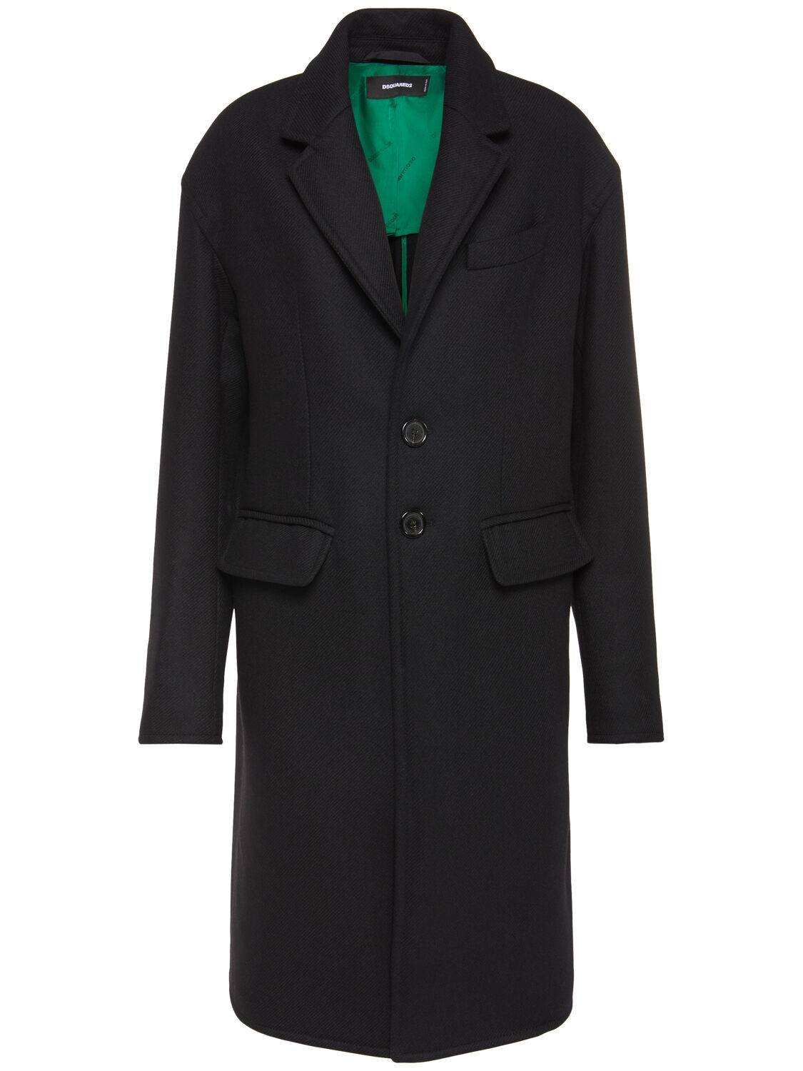 Dsquared2 Double Breasted Wool Blend Coat In Black