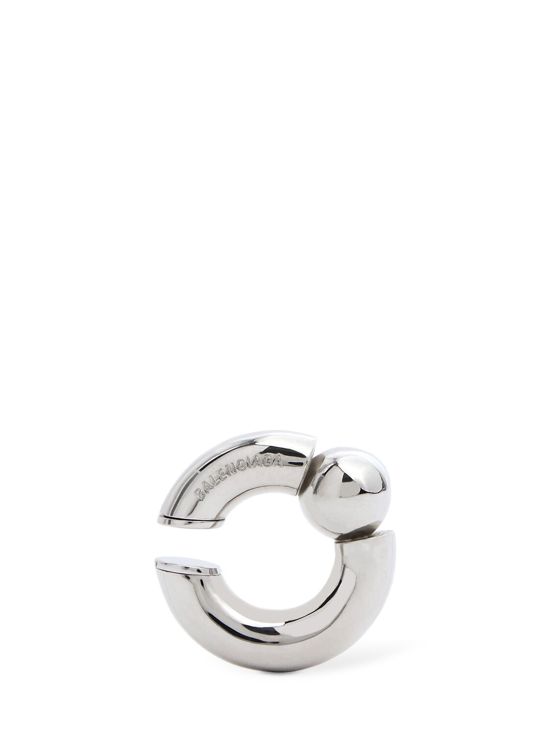 Balenciaga Mega Brass Mono Ear Cuff In Silver