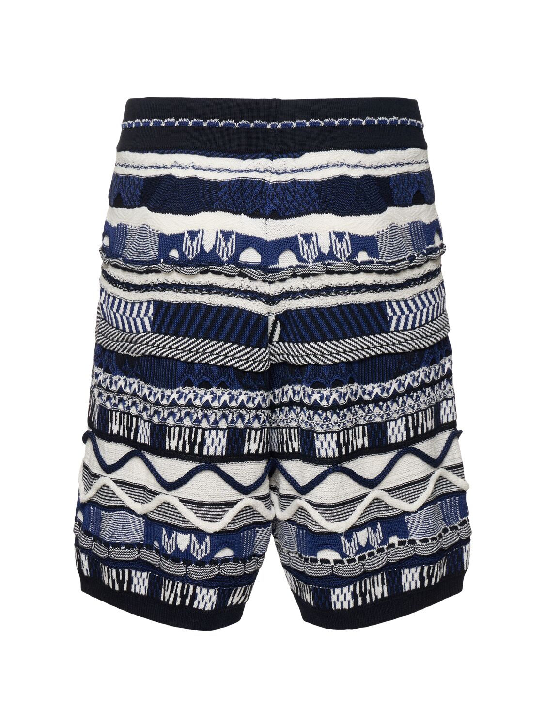Shop Laneus Knitted Bermuda Shorts In Blu/blue