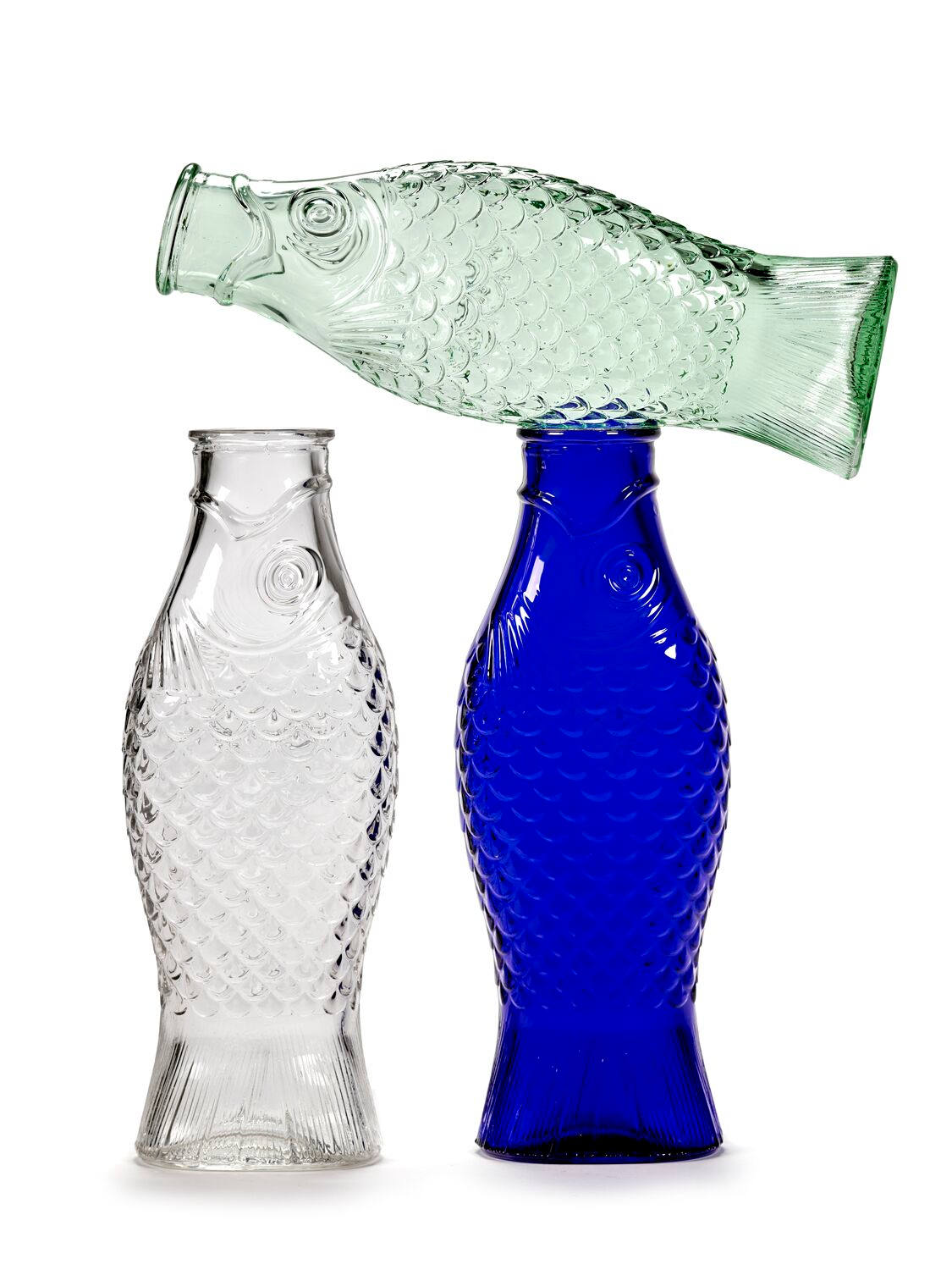 Serax Transparent Green Fish & Fish Carafe In Transparent