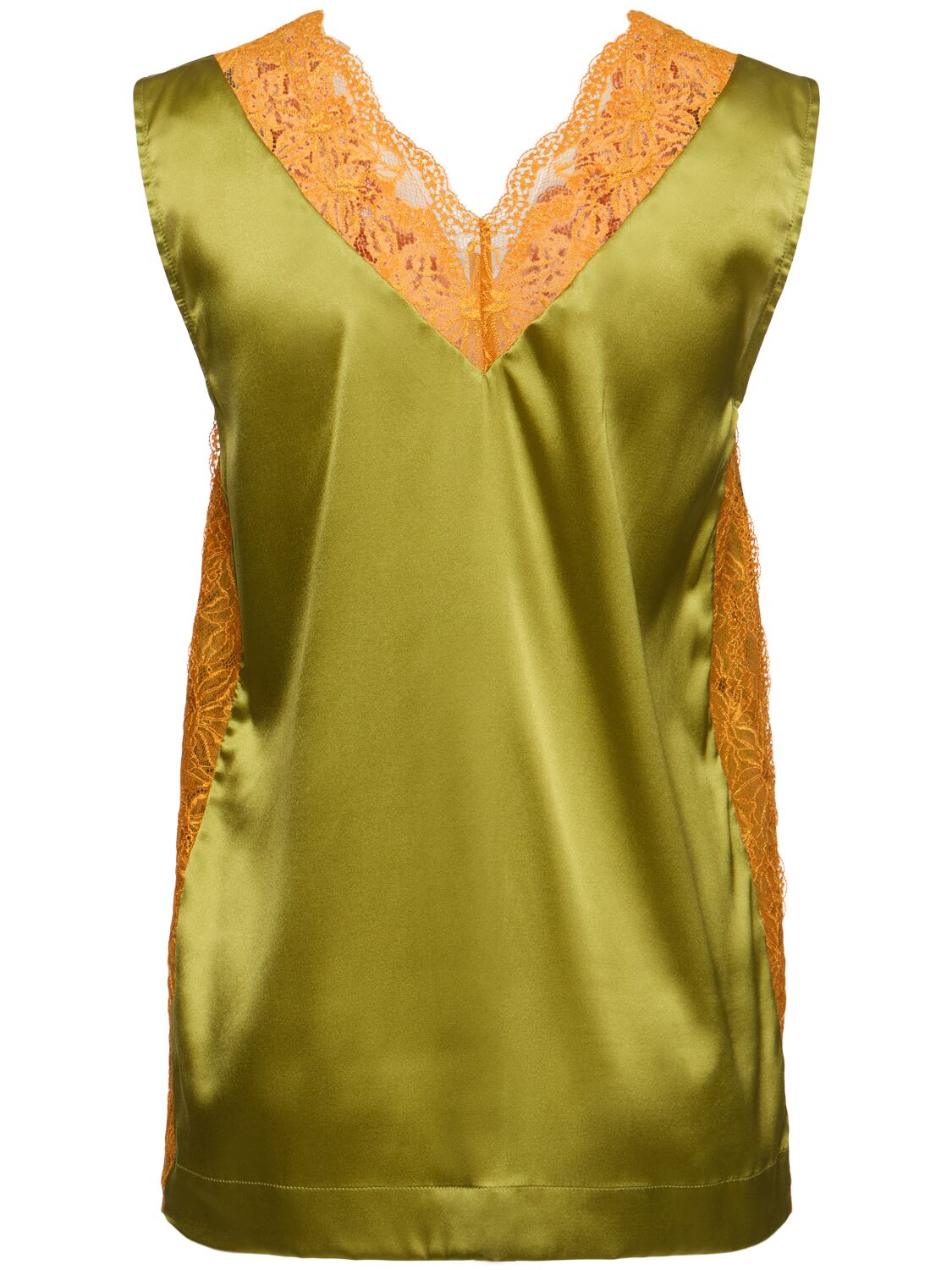 Dries Van Noten Pistachio Green Stretch Satin Ciesta Top In Green