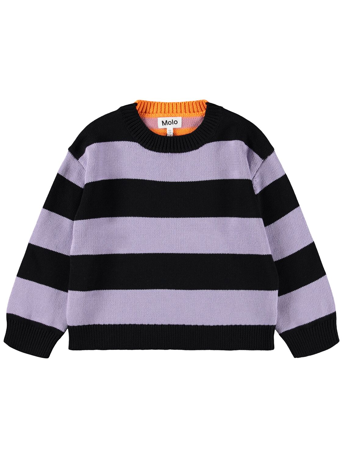 Molo Striped Cotton Knit Sweater In Black