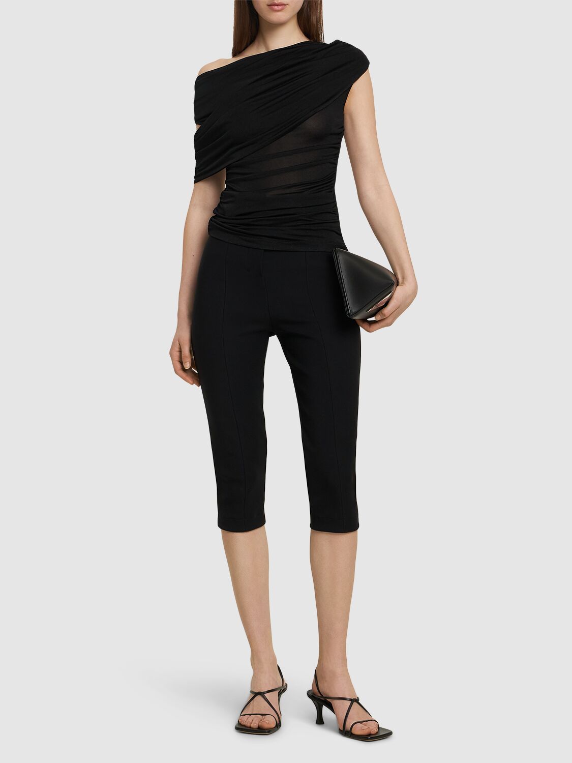Blumarine Black Jersey Sablé Blouse In Black