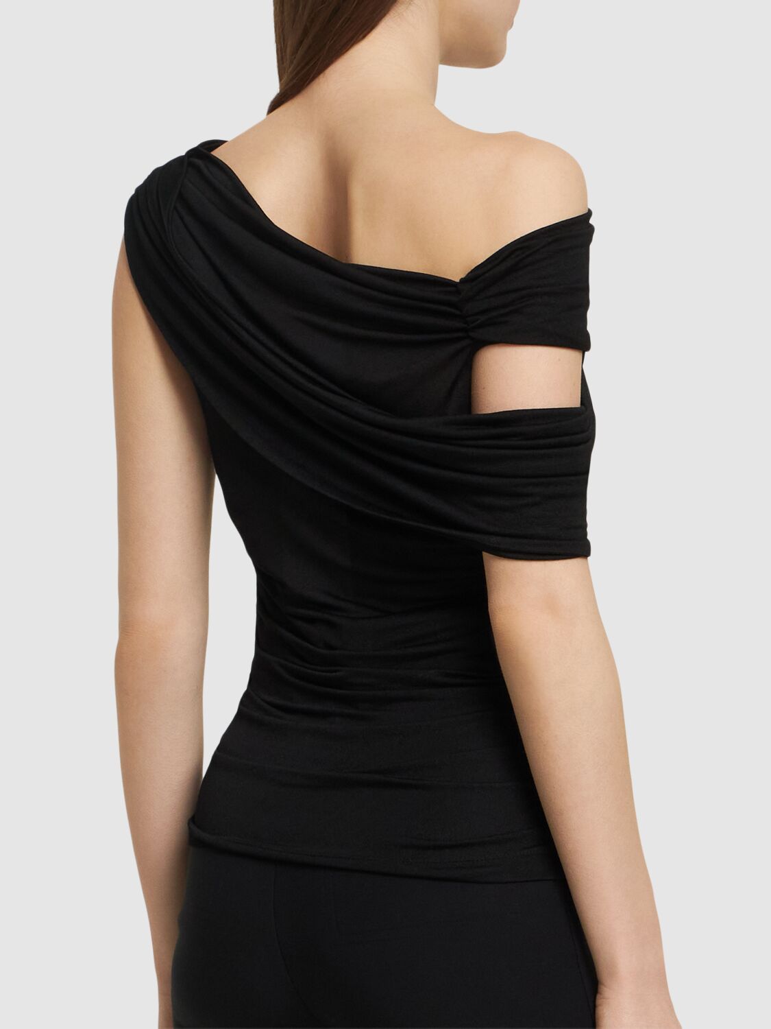 Blumarine Black Jersey Sablé Blouse In Black