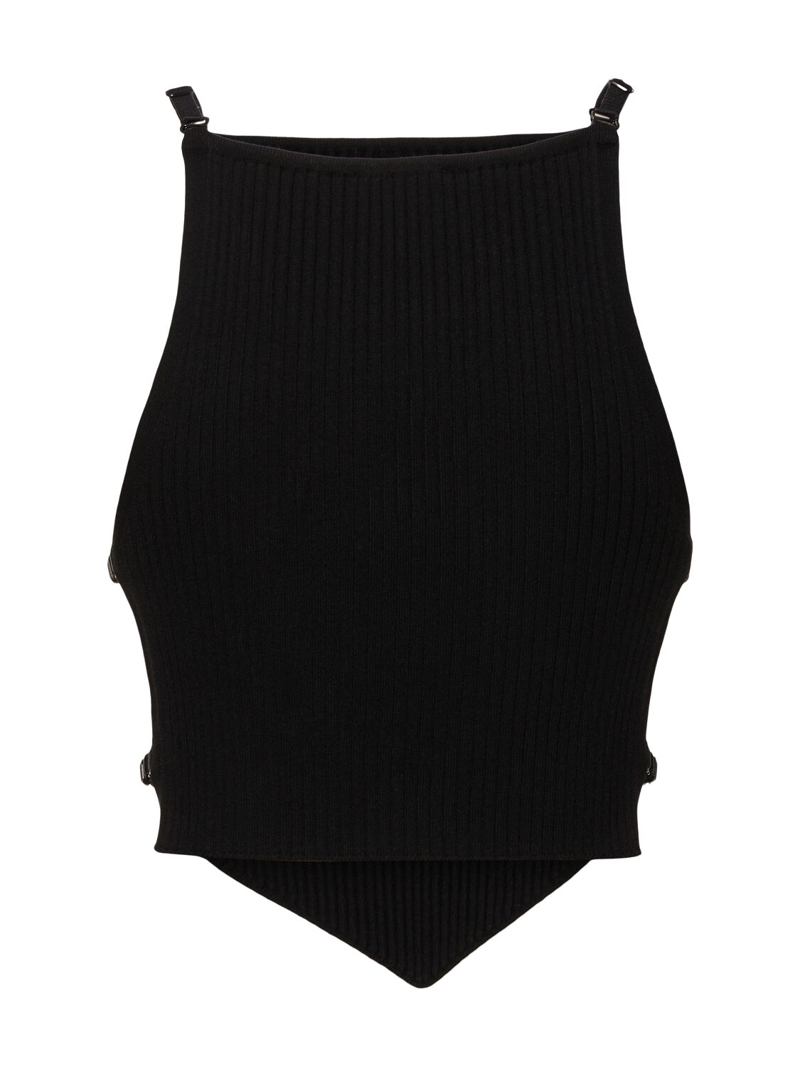 Shop Courrèges Opened Pointy Rib Knit Top In 黑色