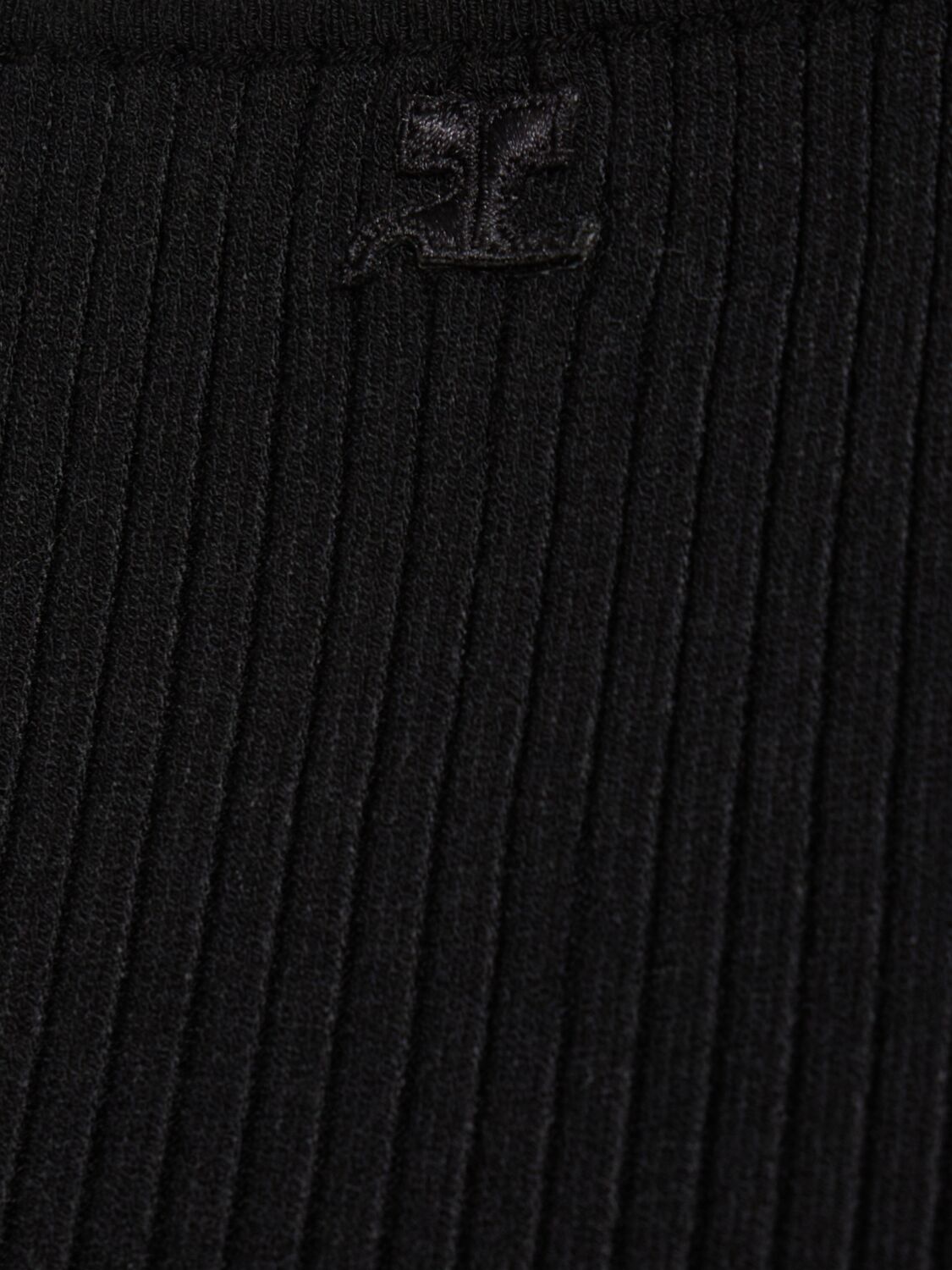 Shop Courrèges Opened Pointy Rib Knit Top In 黑色