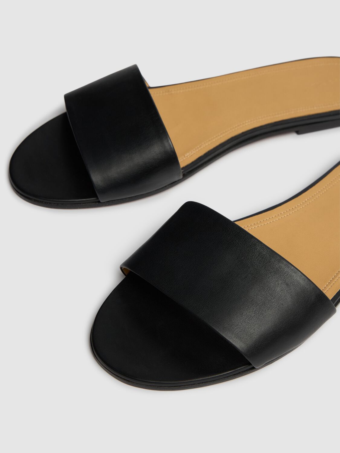 The Row Signum Flat Leather Slide Sandals
