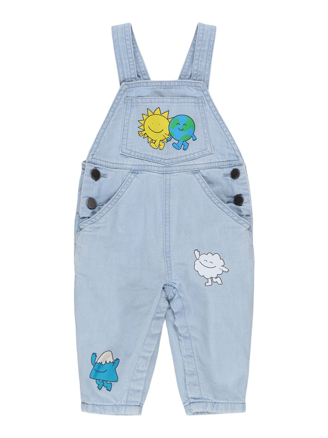 Printed Cotton Denim Overalls