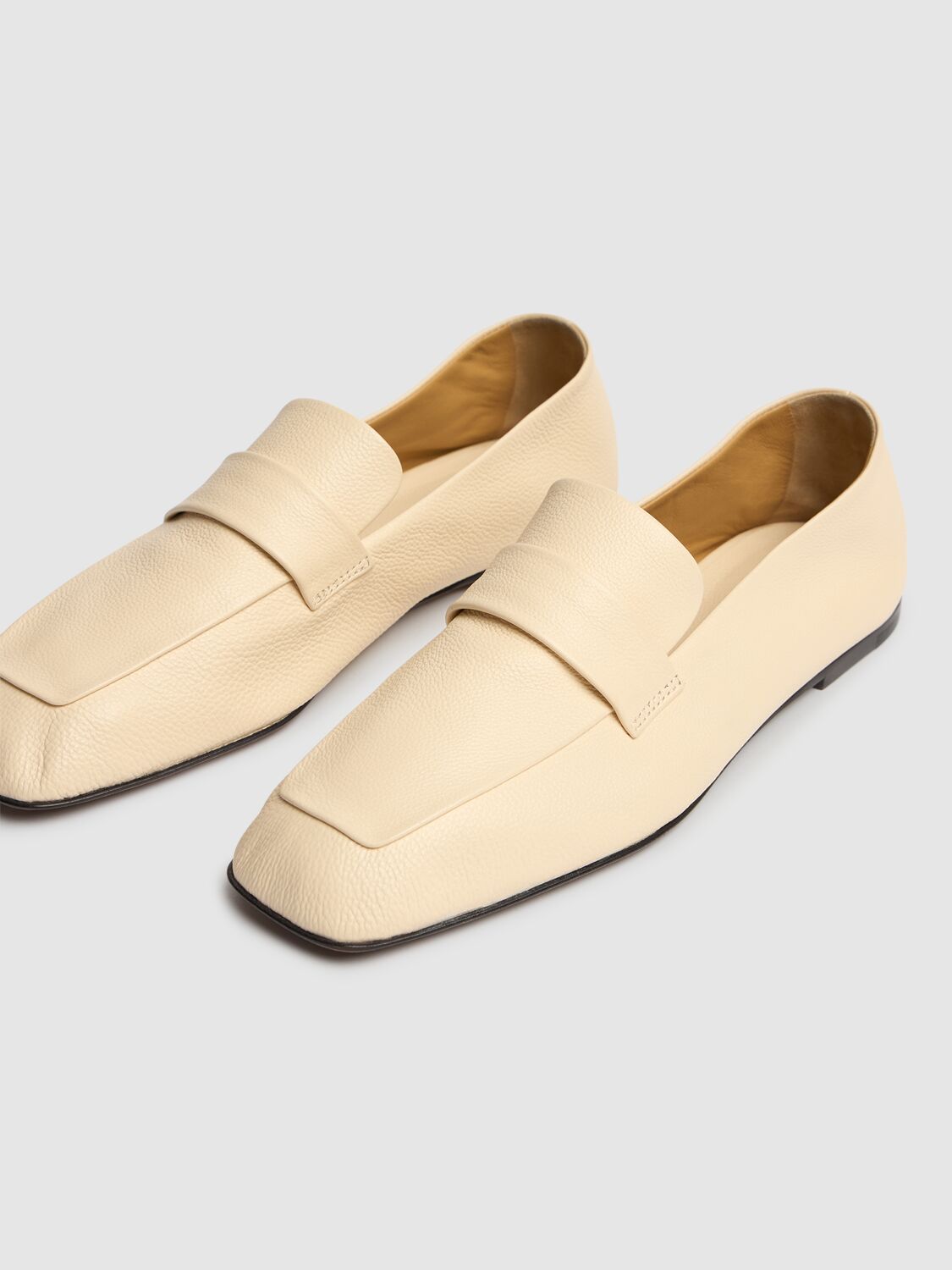 The Row Square Leather Loafers In Nude | ModeSens