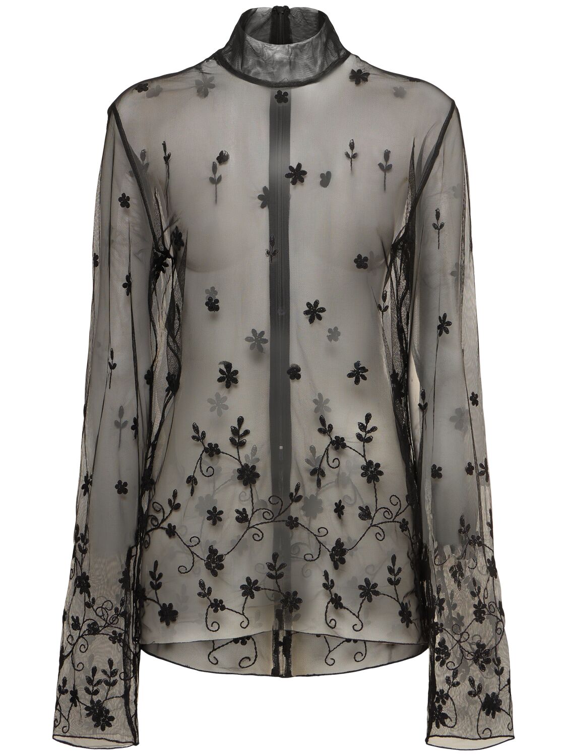Chemise En Tulle À Fleurs Brodées - TOTEME - Modalova