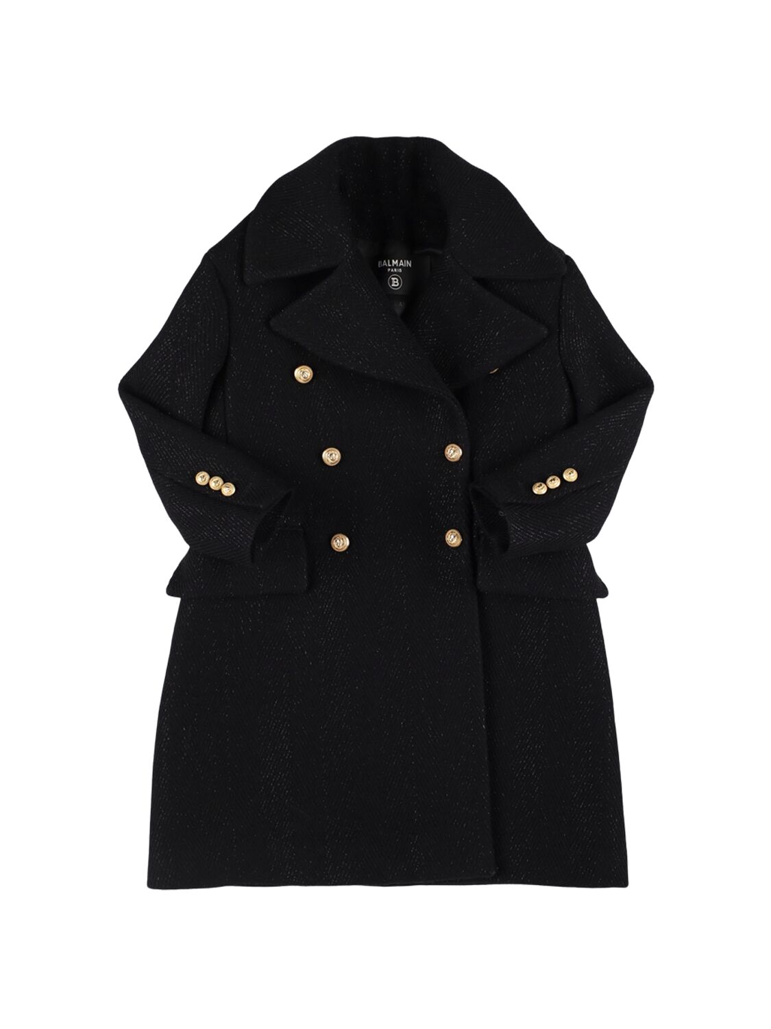 Balmain Wool Blend Coat In Black