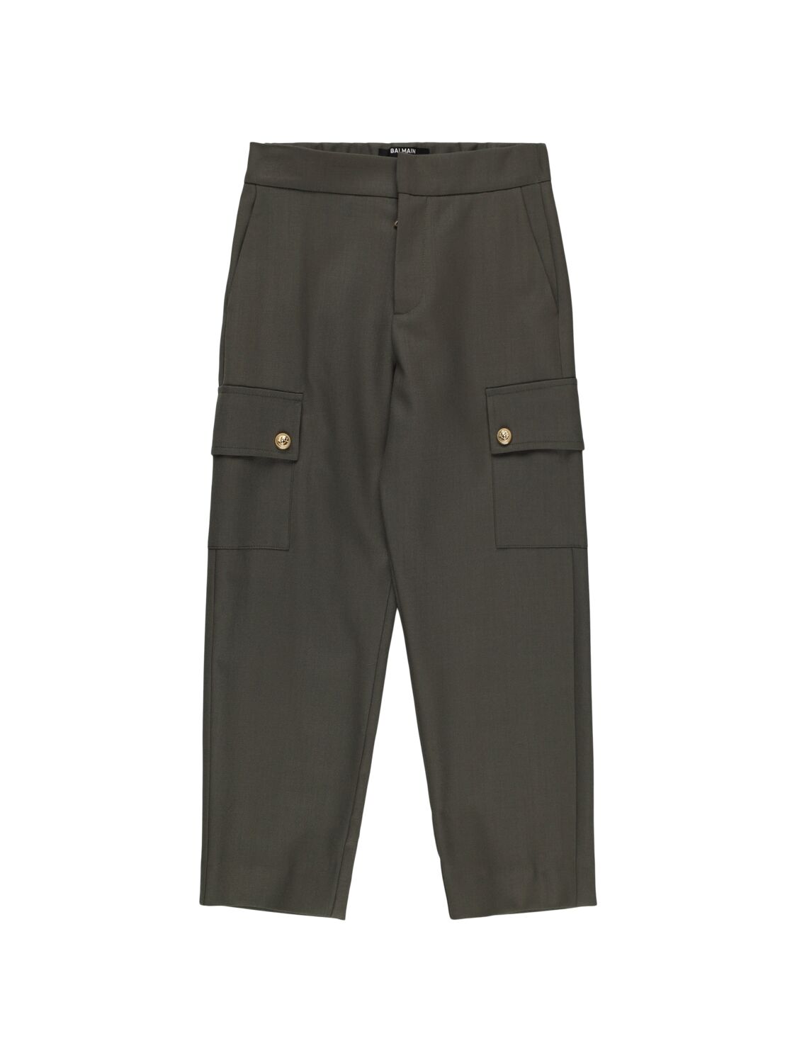 Balmain Cool Wool Blend Cargo Pants In Gray