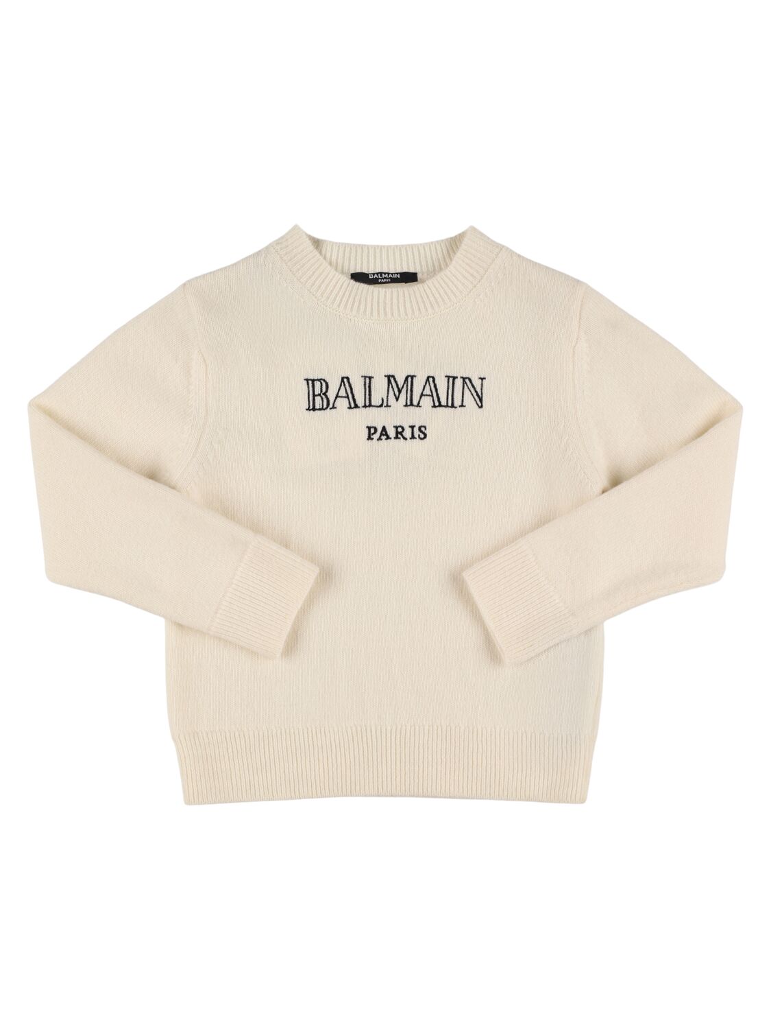 Balmain Wool Blend Knit Sweater In Neutral