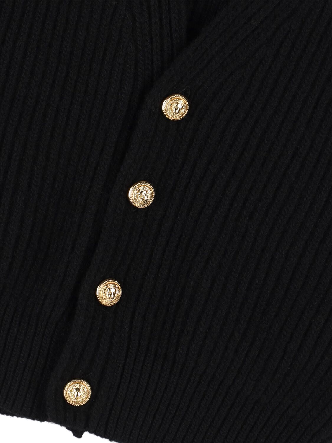Balmain Wool & Cashmere Knit Cardigan In Black