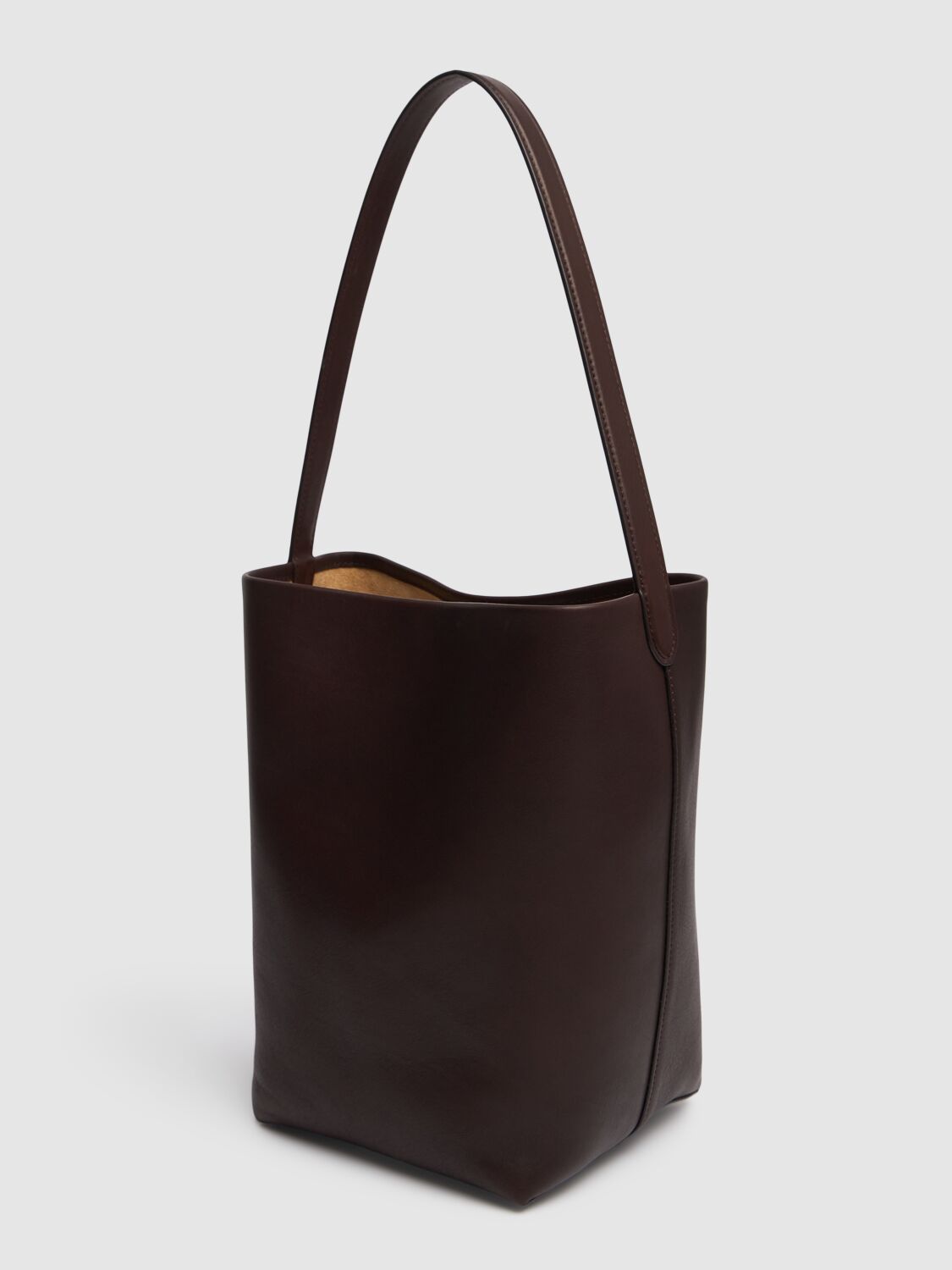 The Row Small N/s Park Logo Shoulder Bag In Chestnut