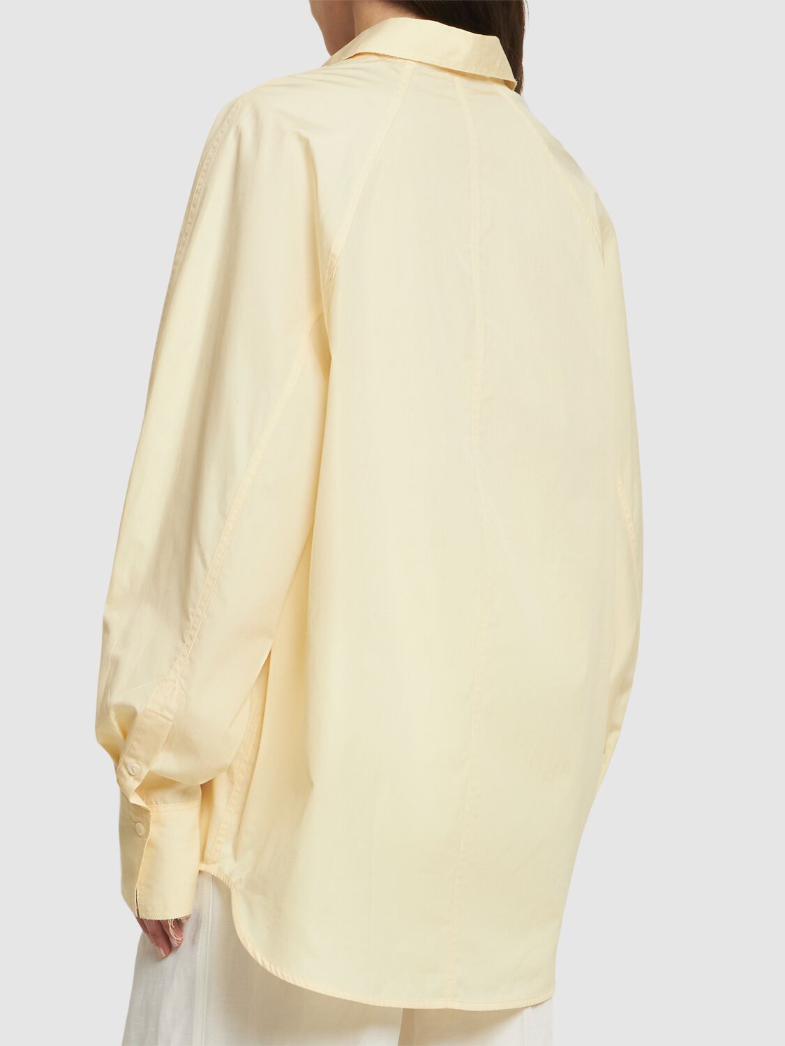 Totême Raw-edge Raglan-sleeve Button-down Shirt In Yellow