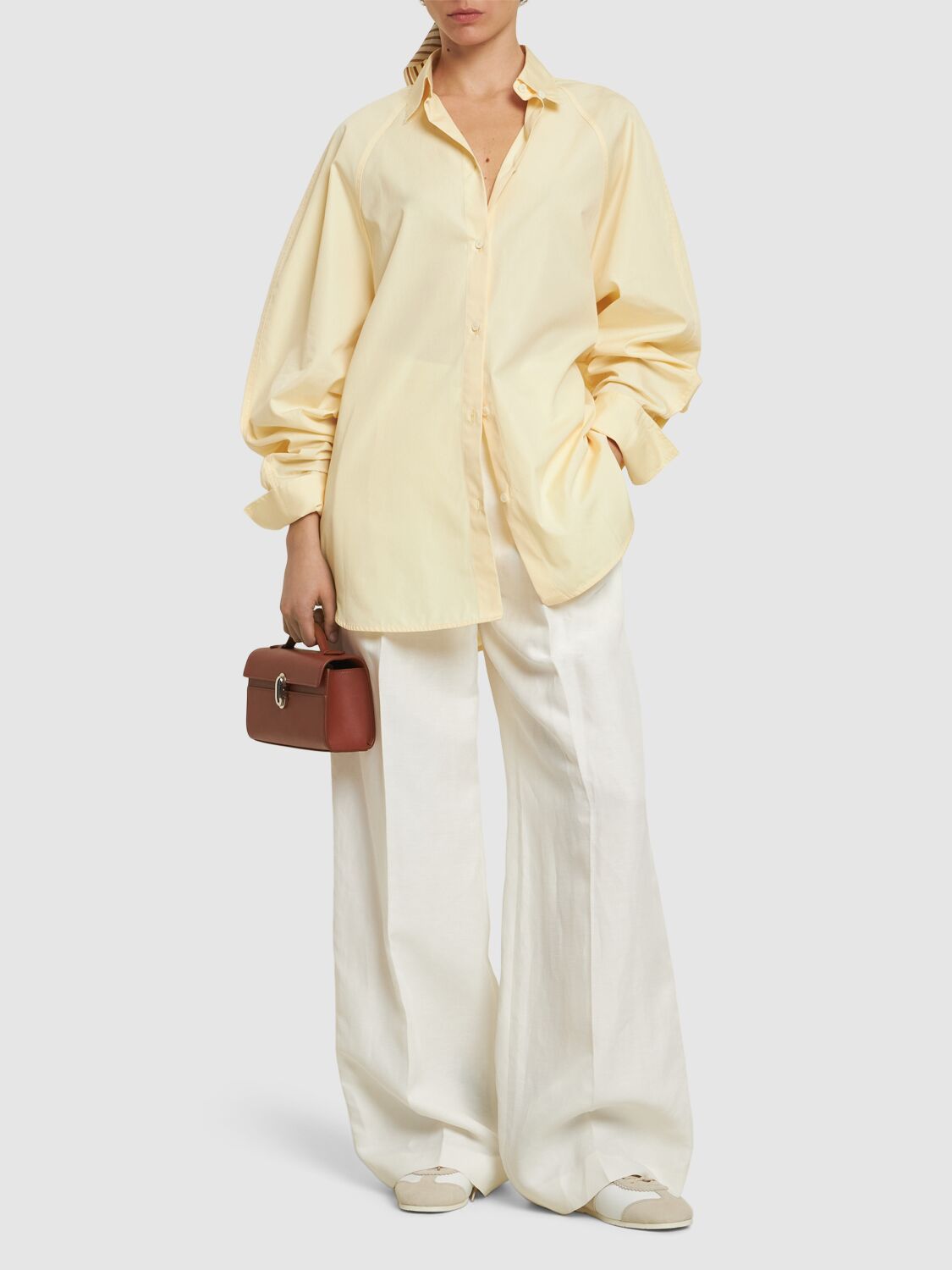 Totême Raw-edge Raglan-sleeve Button-down Shirt In Yellow