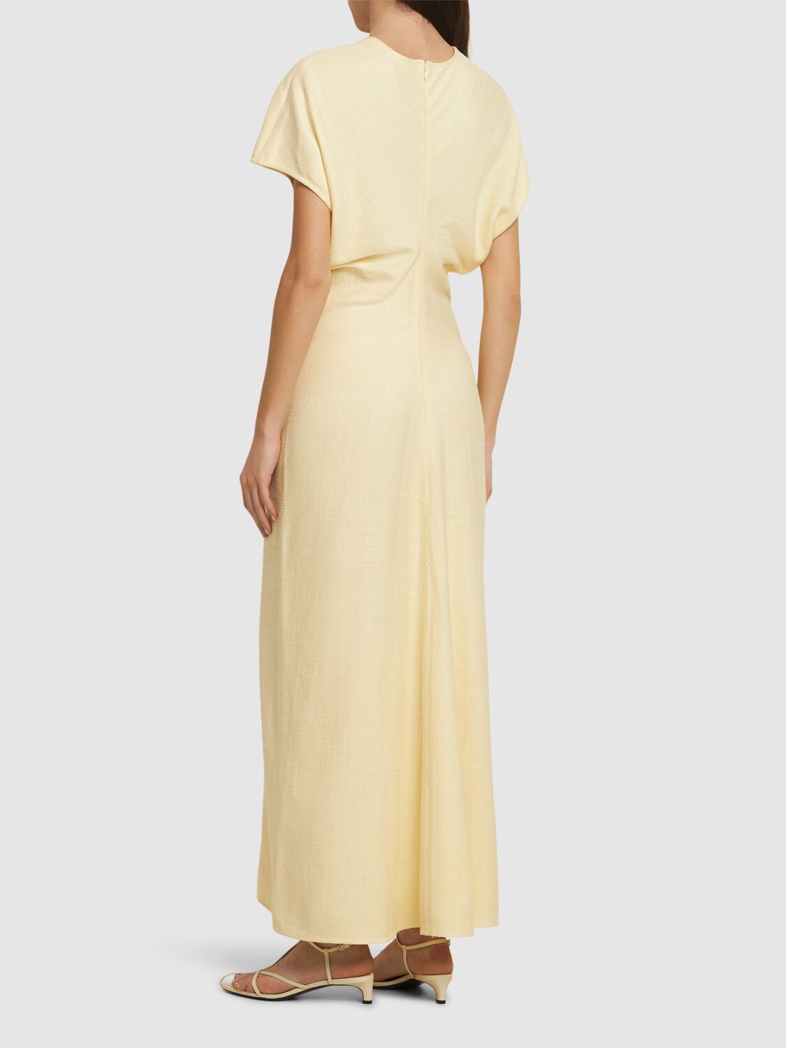 Totême Slouch Waist Viscose Blend Long Dress In Neutral