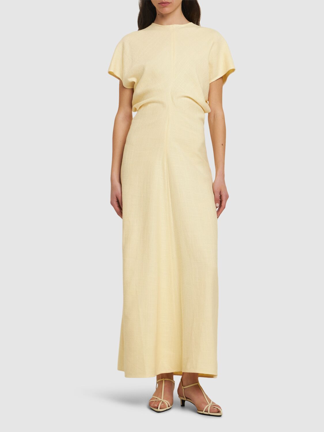 Totême Slouch Waist Viscose Blend Long Dress In Neutral