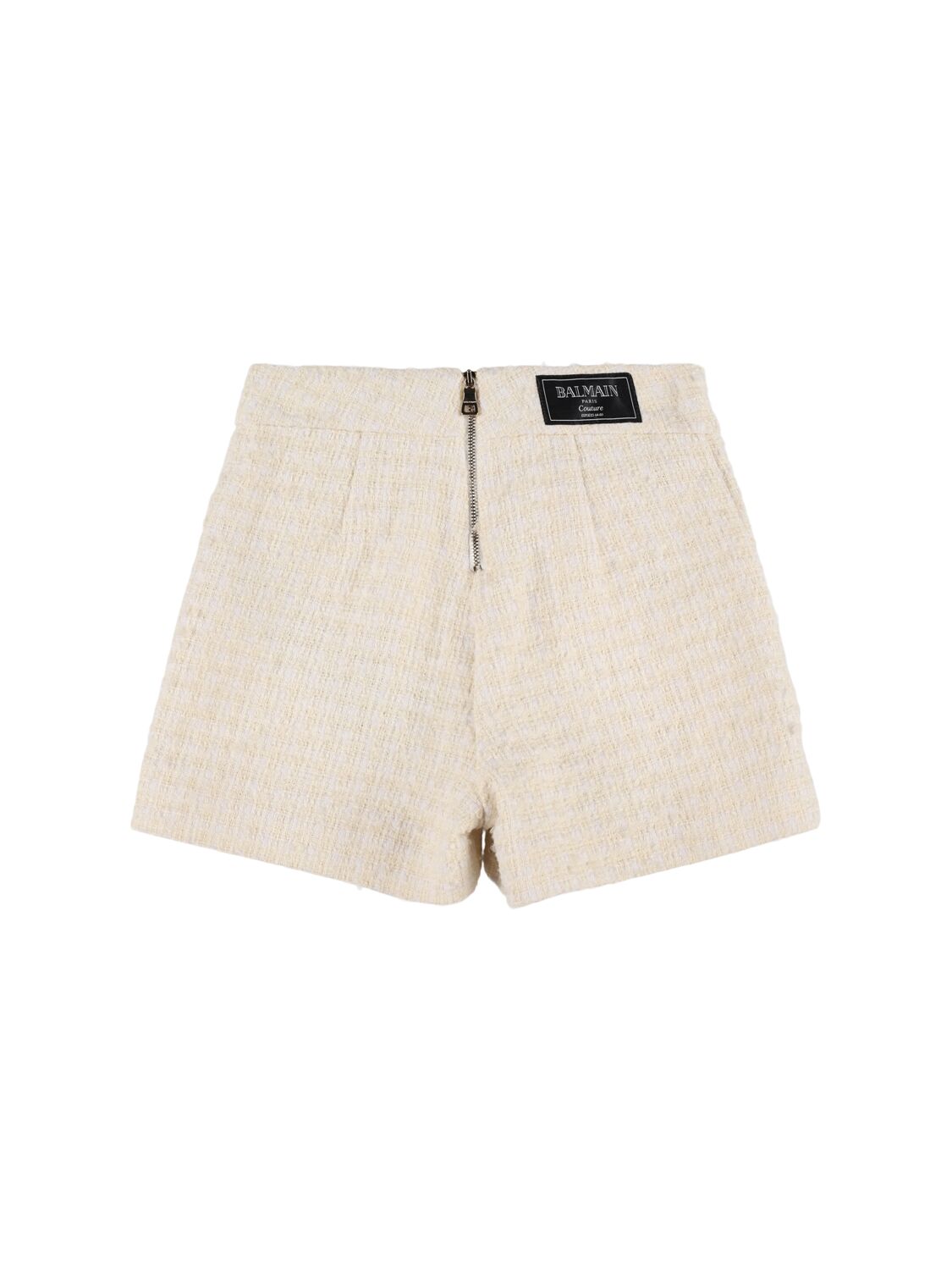 Balmain Wool Blend Tweed Shorts In Neutral