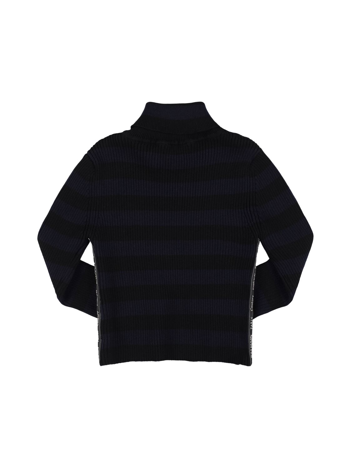 Balmain Striped Wool & Cotton Turtleneck In Blue