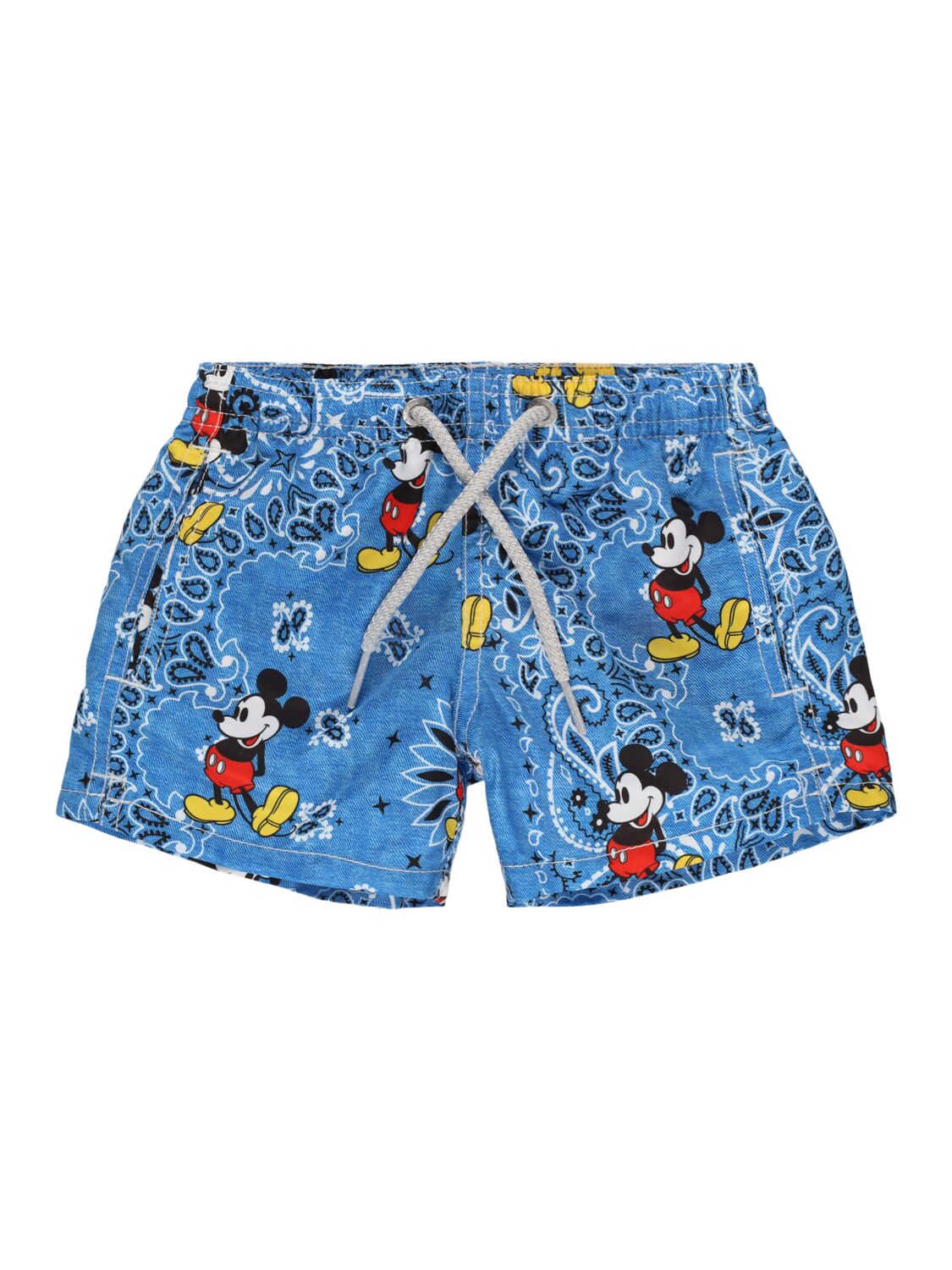 Mc2 Saint Barth Mickey Print Nylon Swim Shorts In Blue